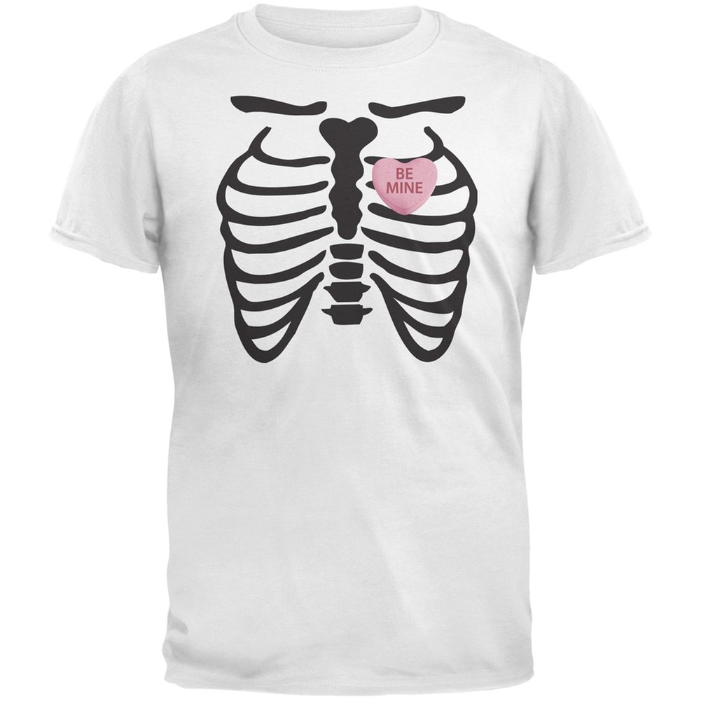 Skeleton Be Mine Candy Heart White Youth T-Shirt | Funny Valentine's Day Graphic Tee for Kids & Teens | Perfect for Halloween, Valentine's Day & Casual Wear