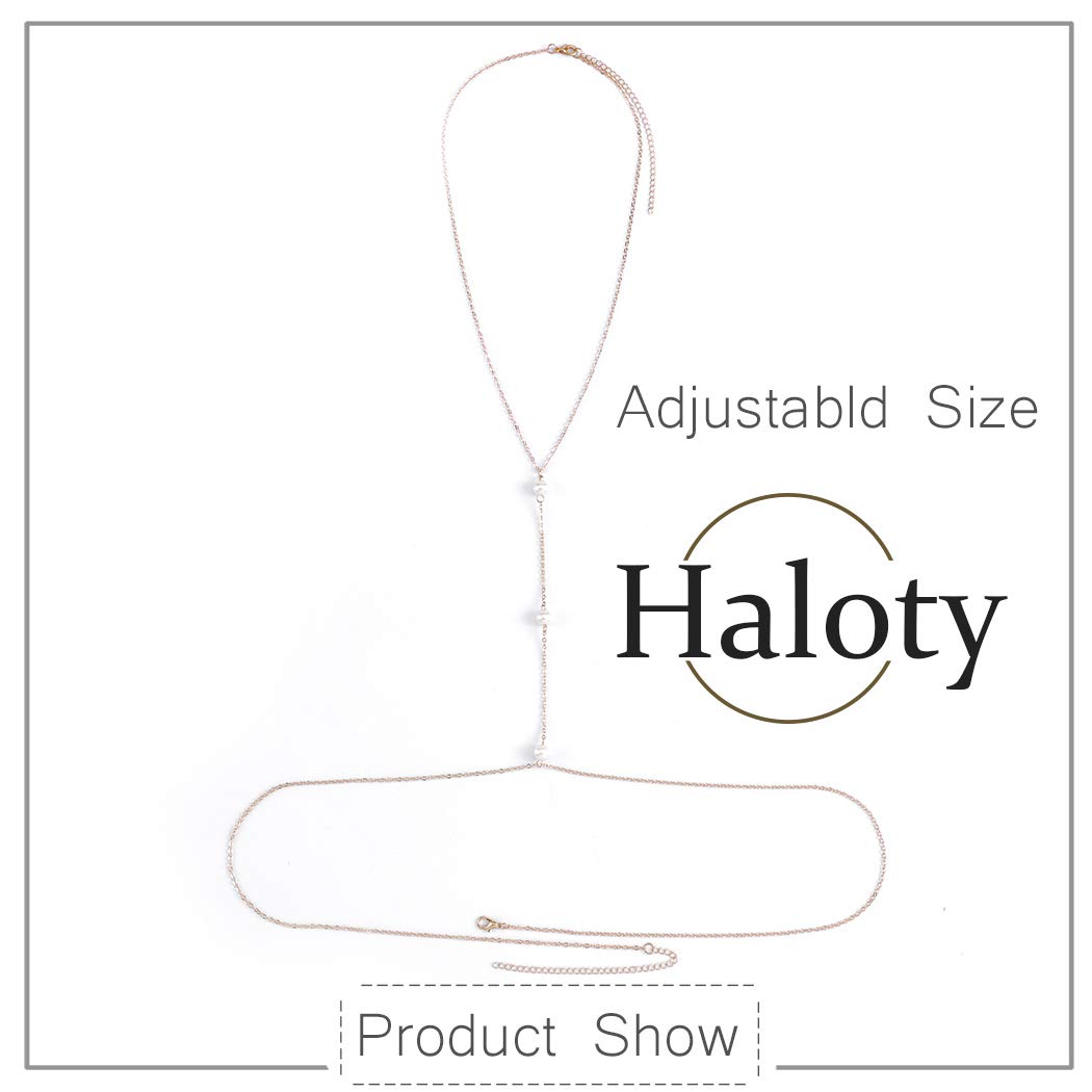 Haloty Gold Pearl Belly Chain - Elegant Bikini Waist Jewelry for Women | Perfect for Beach Parties, Music Festivals & Summer Vacations