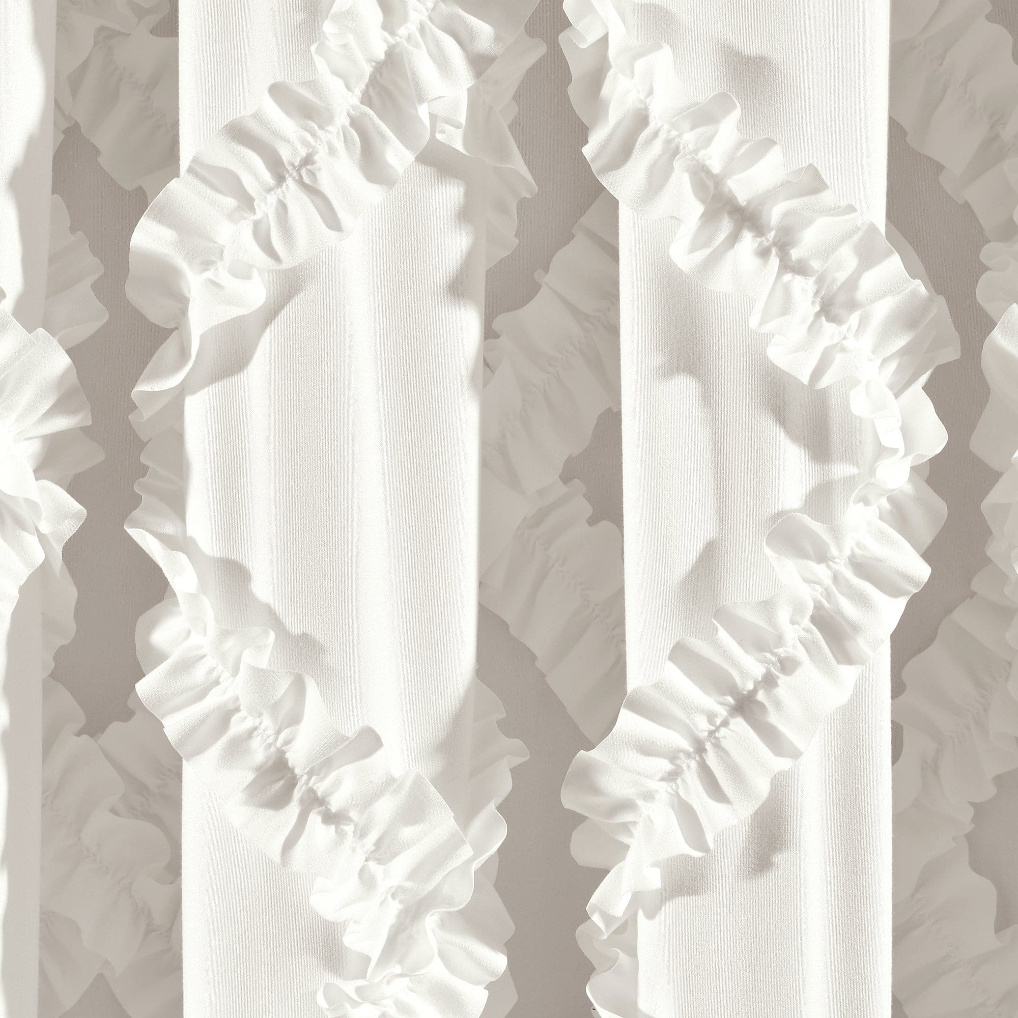 Elegant Ruffle Diamond Window Curtain Set - Blackout Sheer Panels for Living Room & Bedroom - Home Decor for French Doors, Bay Windows & Nursery (Set of 2)