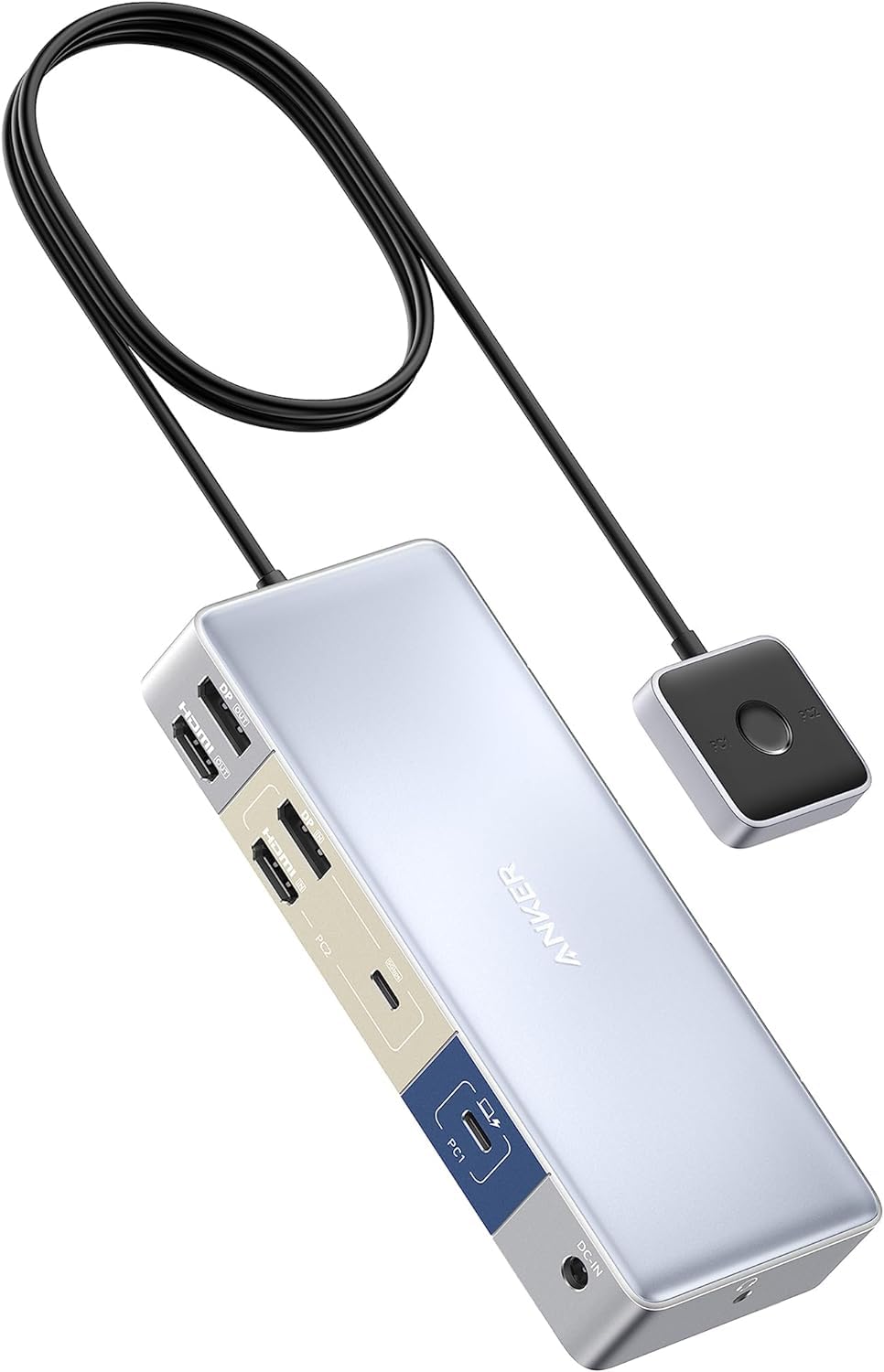 Anker USB C Docking Station with Dual 4K HDMI & DisplayPort - KVM Switch for PC & Laptop - 553 Model with USB 3.0 Ports - Compatible with HP Laptops, MacBook, iPad, Steam Deck - Perfect for Home Office & Gaming Setup