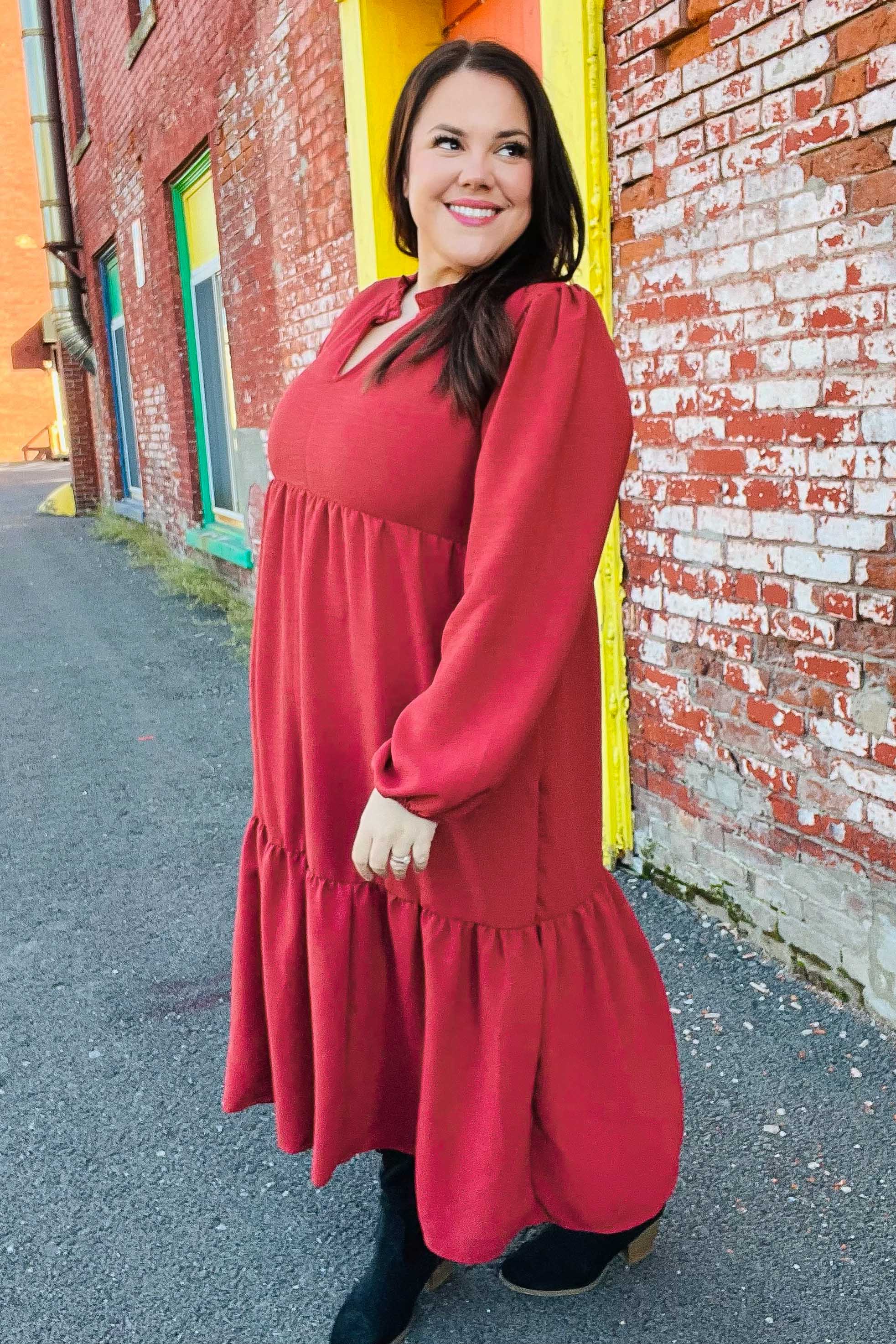 Elegant Notched Neck Frill Hem Tiered Maxi Dress for Women - Boho Summer Beach Party, Wedding Guest, Vacation Outfit