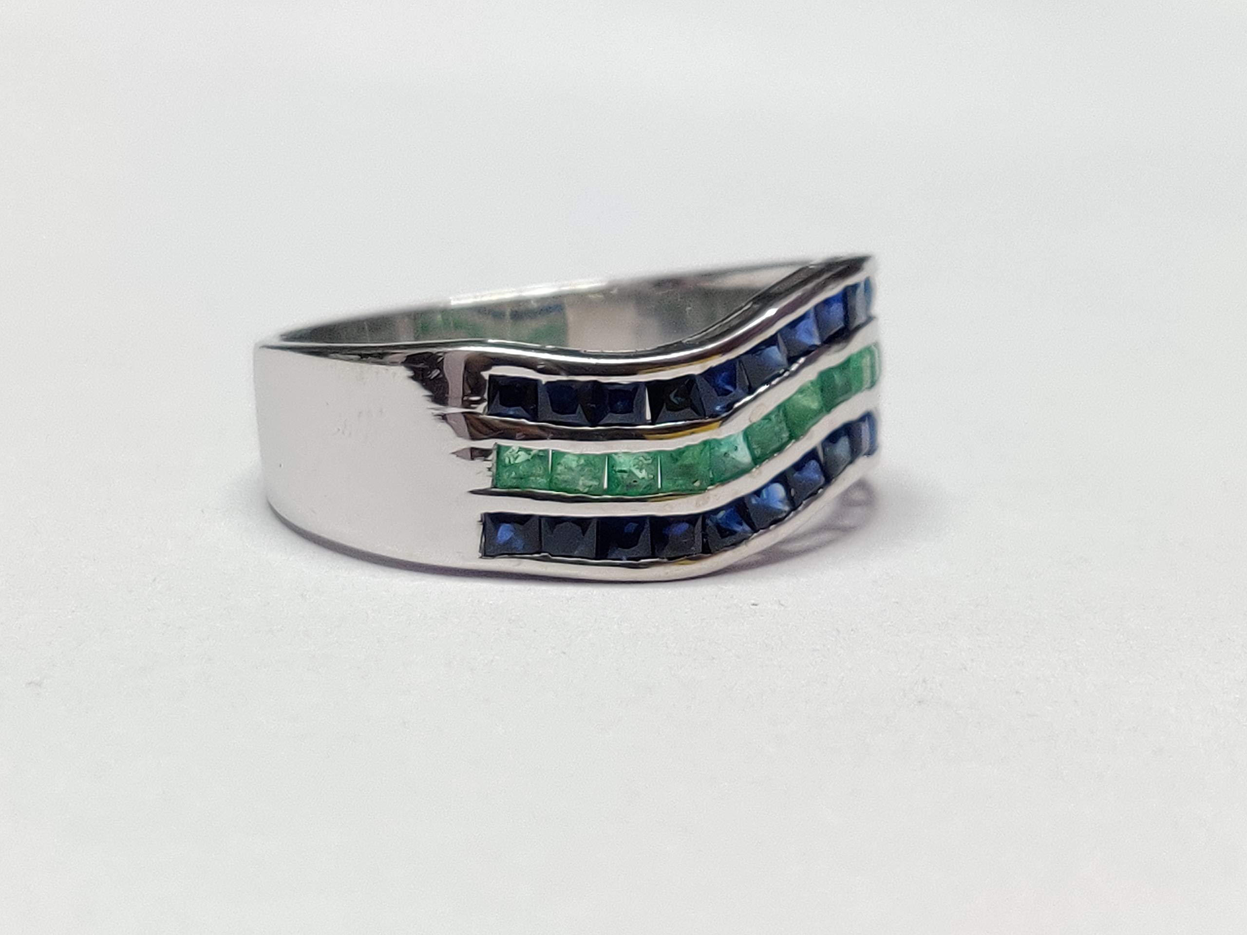 925 Sterling Silver Men's Emerald & Sapphire Statement Ring - Bold Band for Men, Father's Day Gift, Wedding Band, Anniversary Jewelry, Everyday Luxury Accessory