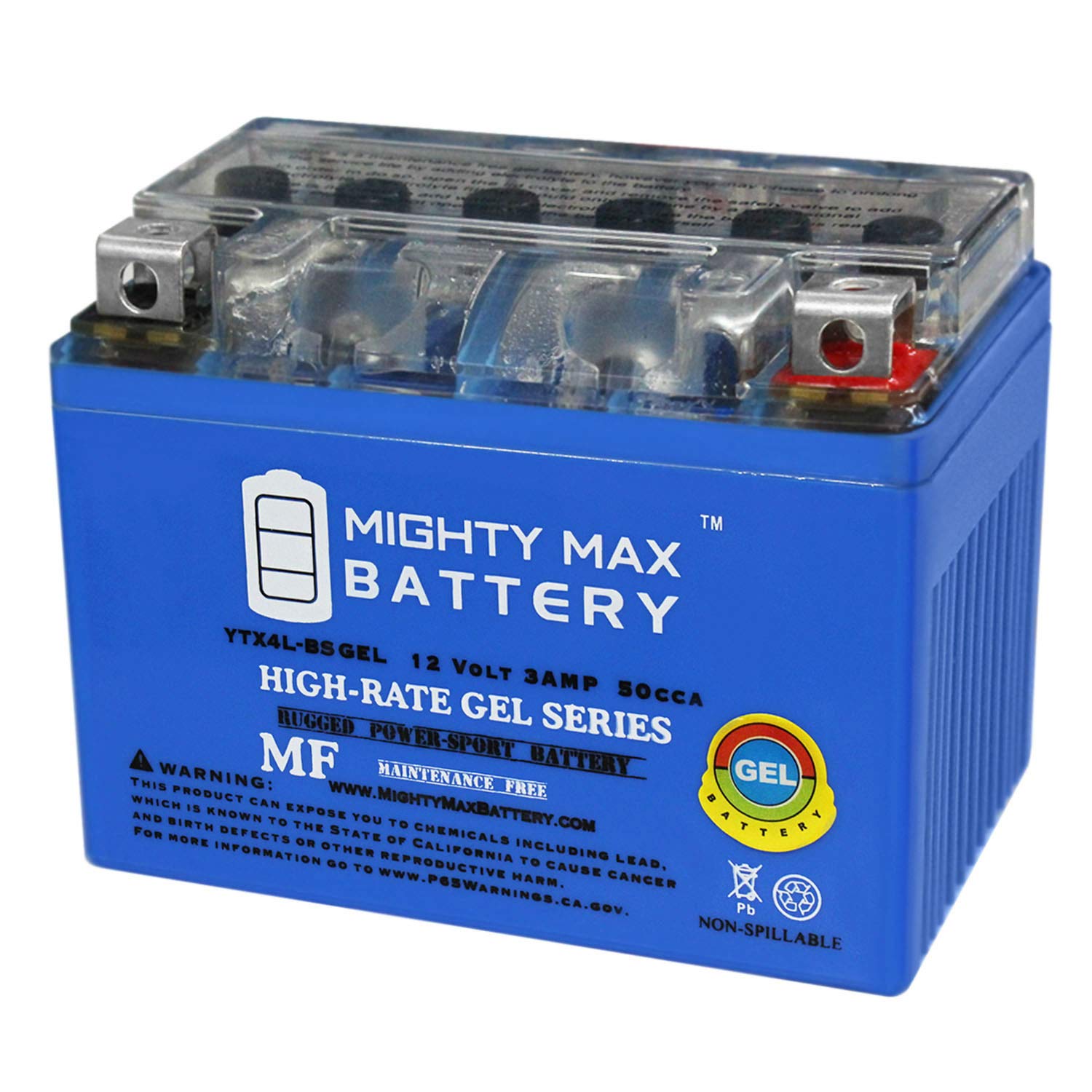 Mighty Max YTX4L-BS 12V 3Ah GEL Battery Replacement - High Performance Power Solution for Motorcycles, ATVs, Scooters & Powersports Vehicles