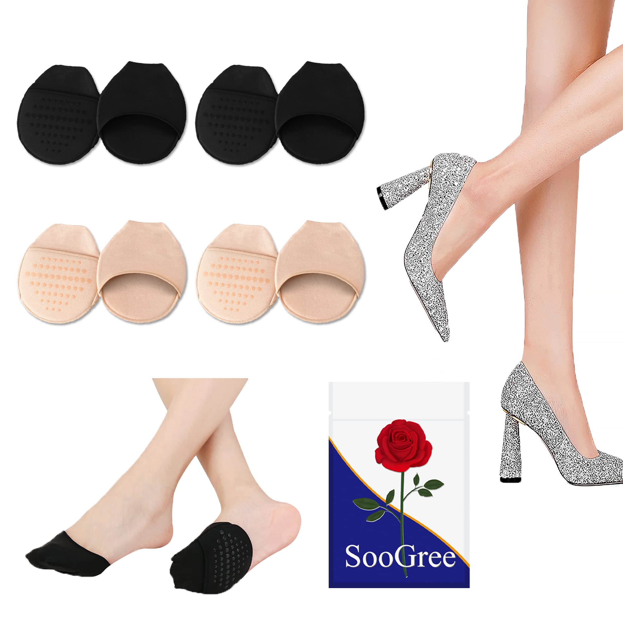 Ball of Foot Cushion Socks - Seamless Toe Topper Half Socks for Women & Men - Non-Slip Pain Relief Sponge Pads - Perfect for Running, Yoga, and All-Day Comfort