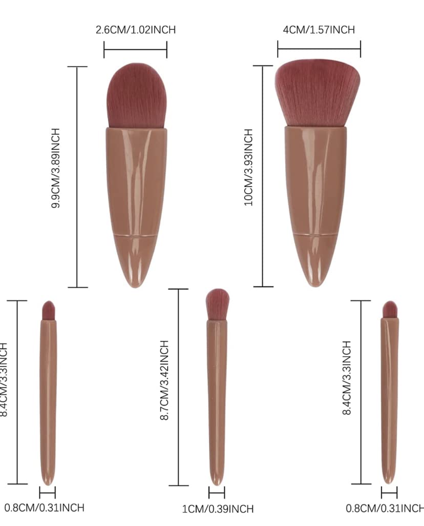Bajajbeauty 5-Piece Professional Makeup Brush Set with Travel Case & Built-in Mirror - Portable Cosmetic Brushes for Eyeshadow, Powder, Foundation, Blush - Perfect for Travel, Home Makeup & Professional Use