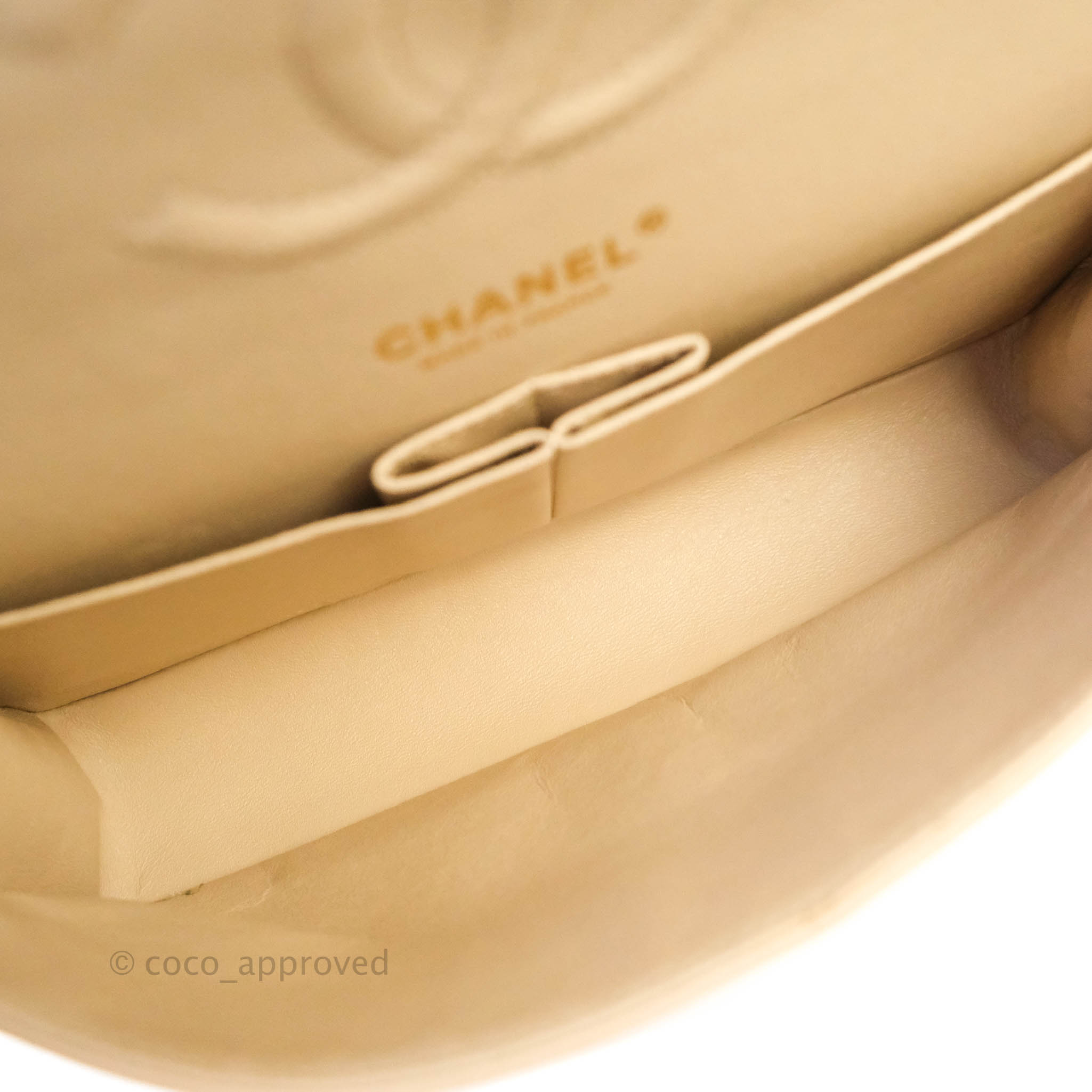 Chanel Classic M/L Medium Double Flap Bag in Beige Caviar Leather with Gold Hardware - Luxury Handbag for Women, Perfect for Work, Date Night & Special Occasions