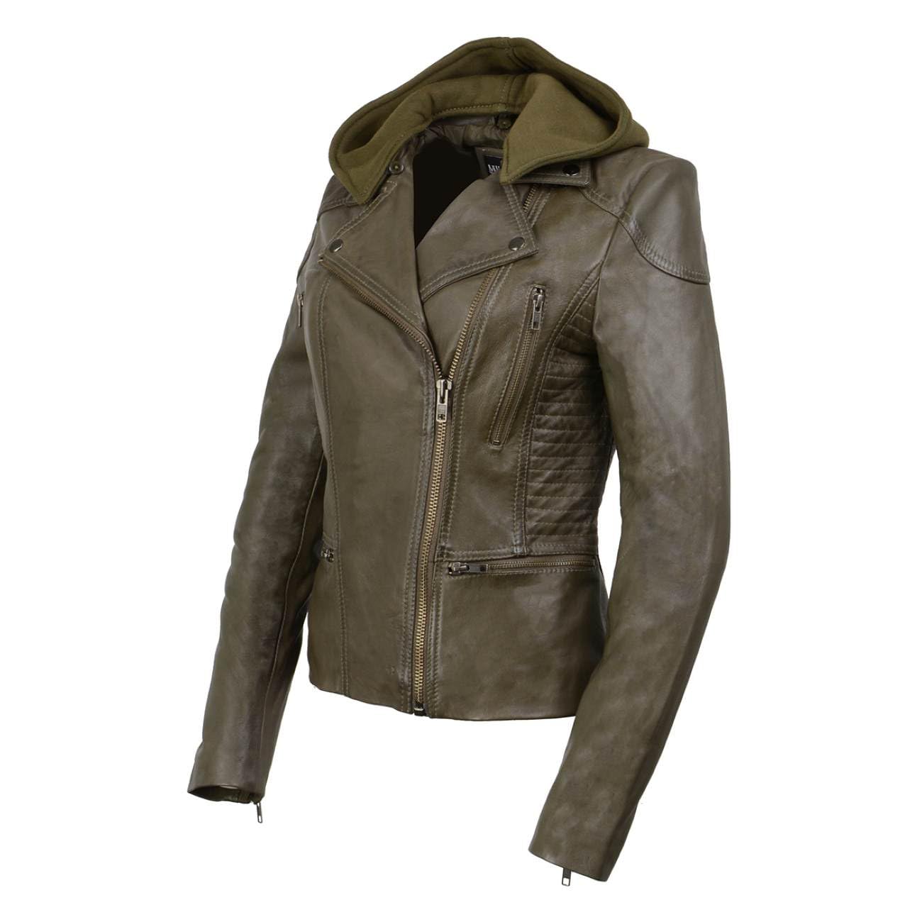 Milwaukee Leather SFL2815 Women's Black Motorcycle Jacket - Hooded Asymmetrical Zipper Biker Jacket for Riding & Fashion | Perfect for Motorcycle Enthusiasts & Urban Street Style