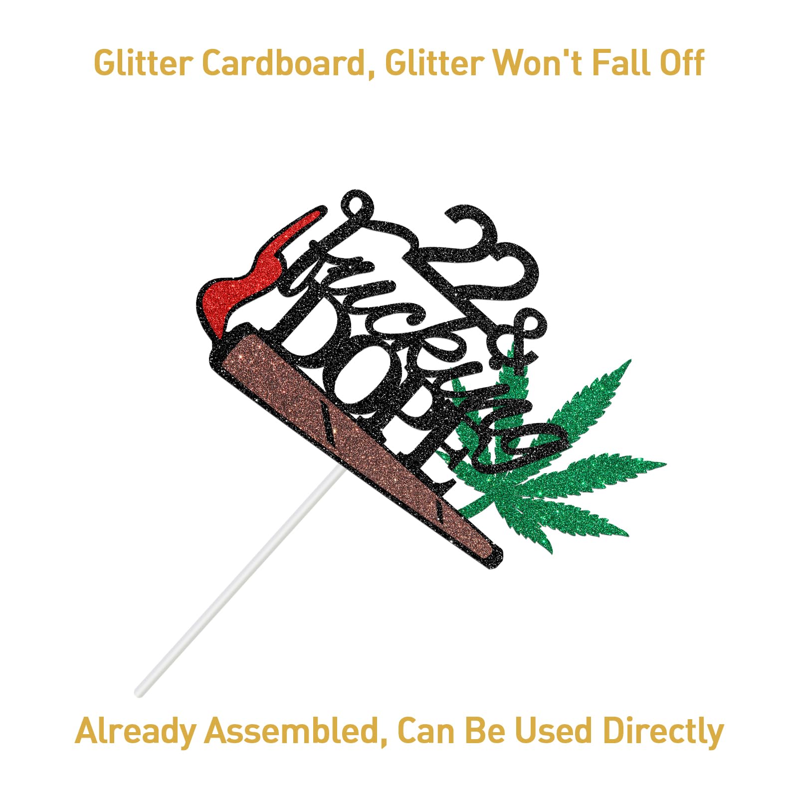 22nd Birthday Cake Topper - Black Glitter 'Have A Dope 22nd Birthday' & '22 & Fabulous' Decorations for Boys & Girls | Perfect for Birthday Cakes, Cupcakes & Party Decorations