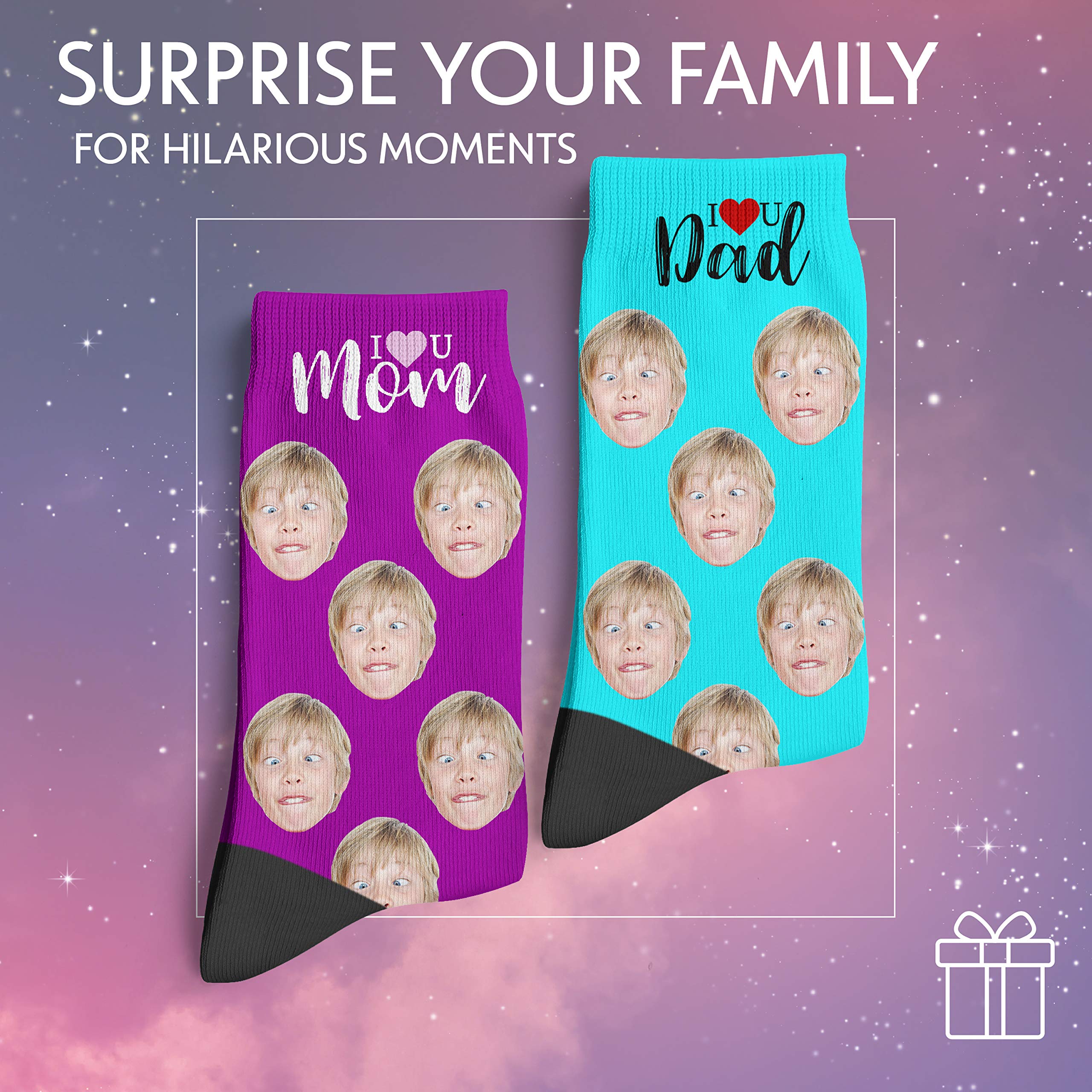 Custom Face Photo Socks - Personalized I Love You Mom Socks with Multiple Faces | Funny Gift for Mother's Day, Birthday & Christmas | Perfect for Family Gifts, Couple Matching & Special Occasions