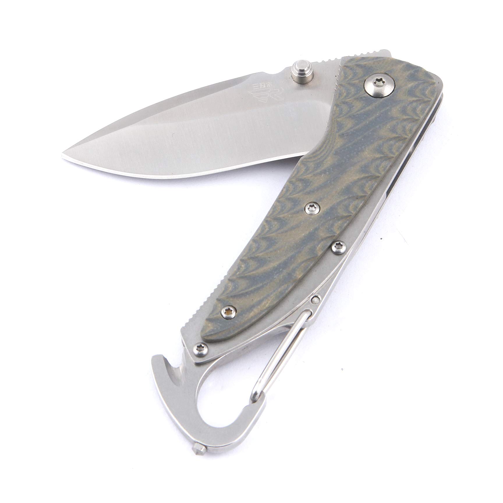 Sanrenmu 7053LUC G10 Handle Folding Pocket Knife with Liner Lock - EDC, Camping, Hiking & Outdoor Survival Gear