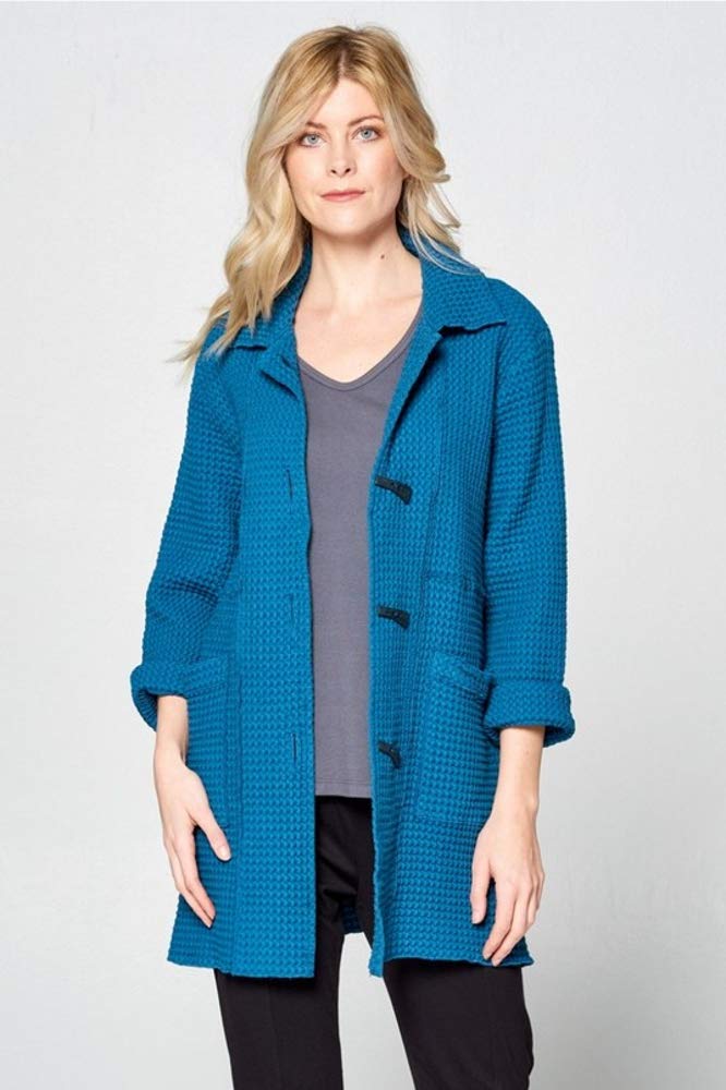 Women's Lightweight Cotton Waffle Knit Jacket - All Season Casual Cardigan for Spring, Fall & Layering | Cozy Lounge Wear & Outdoor Cover-Up