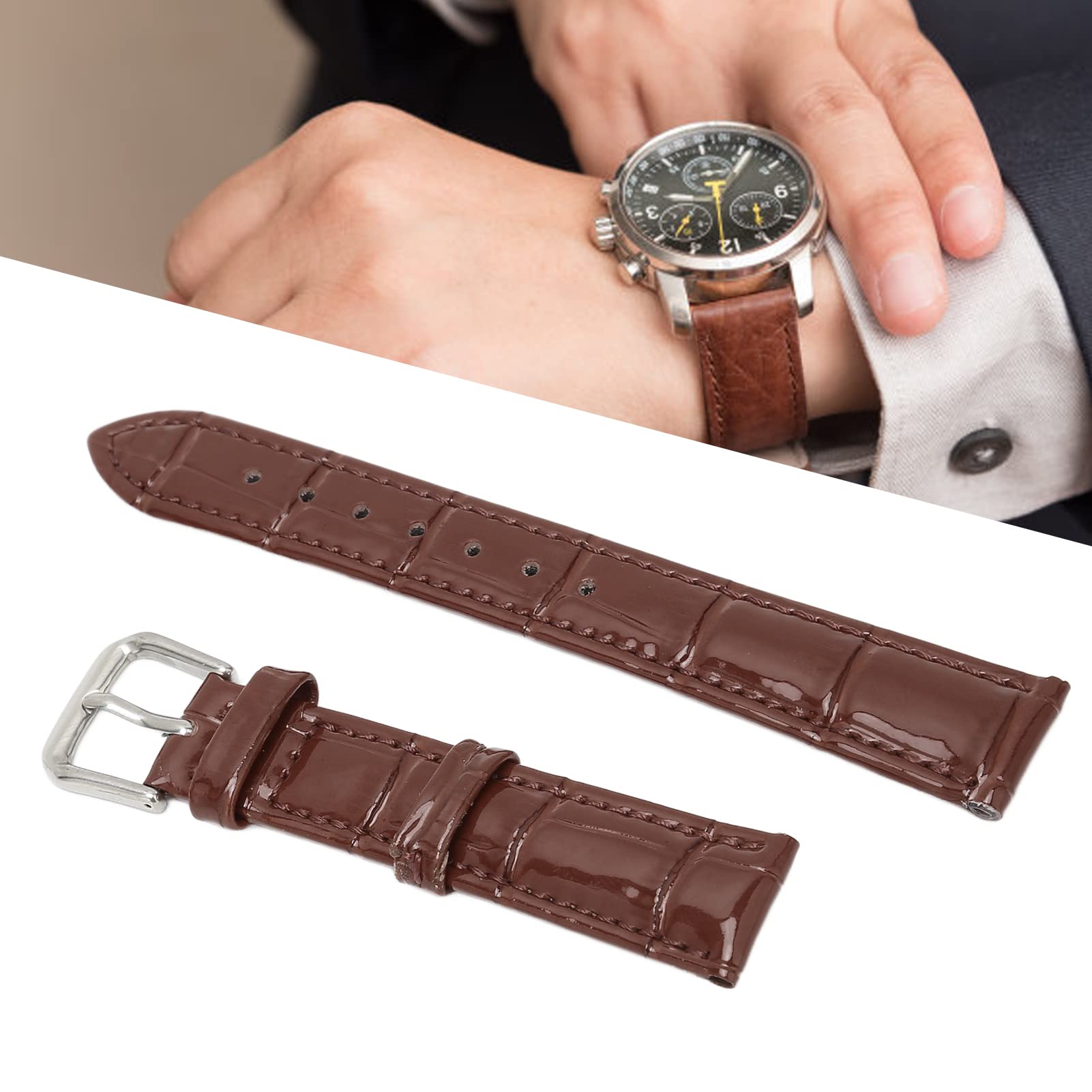 Premium PU Leather Watch Band - Breathable Multicolor Replacement Strap for Smartwatches & Fitness Trackers (Brown) | Perfect for Daily Wear, Office & Gym Use