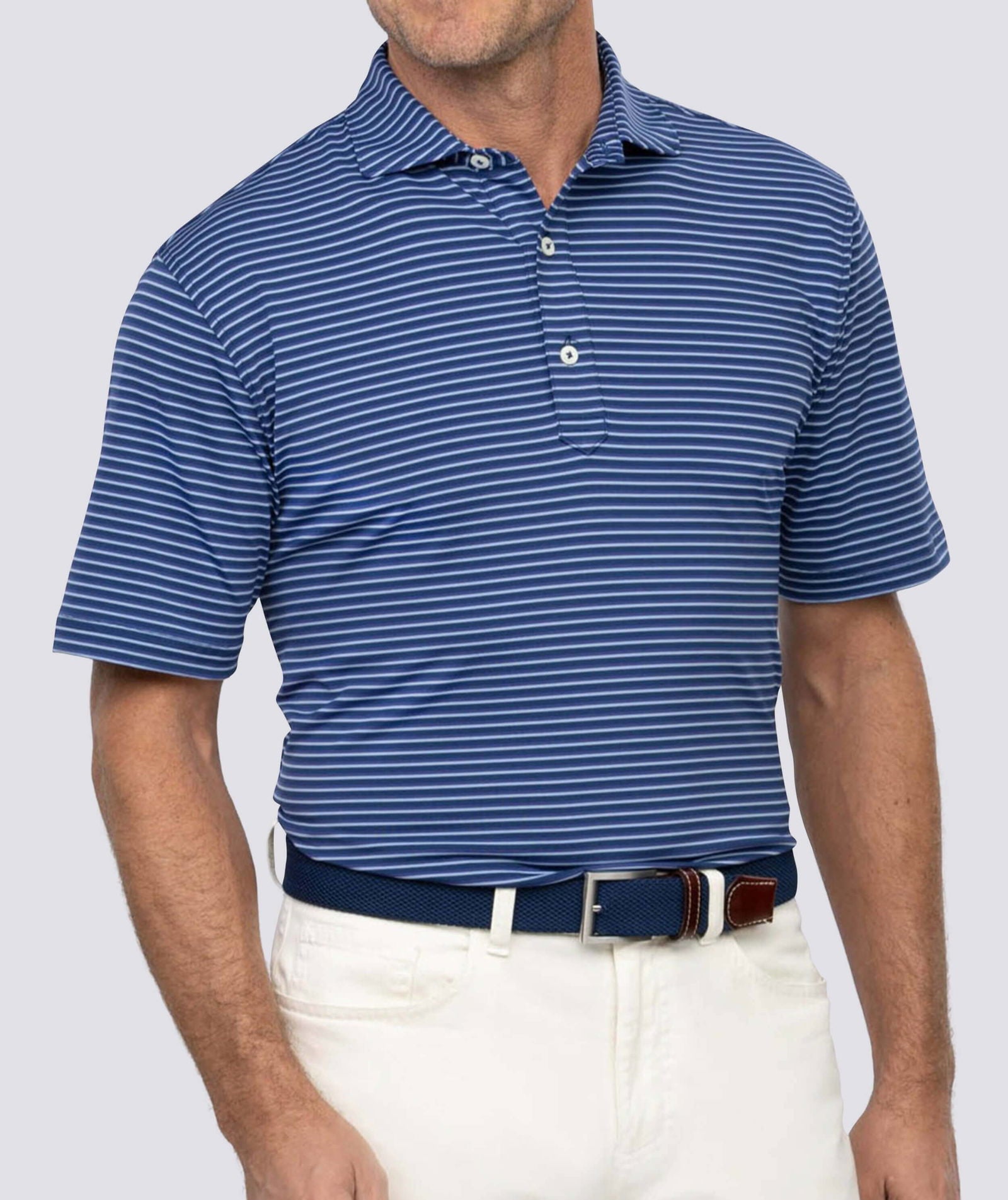 Clark Stripe Performance Polo Shirt for Men - Moisture Wicking, Breathable Golf & Casual Wear - Perfect for Work, Golf & Outdoor Activities
