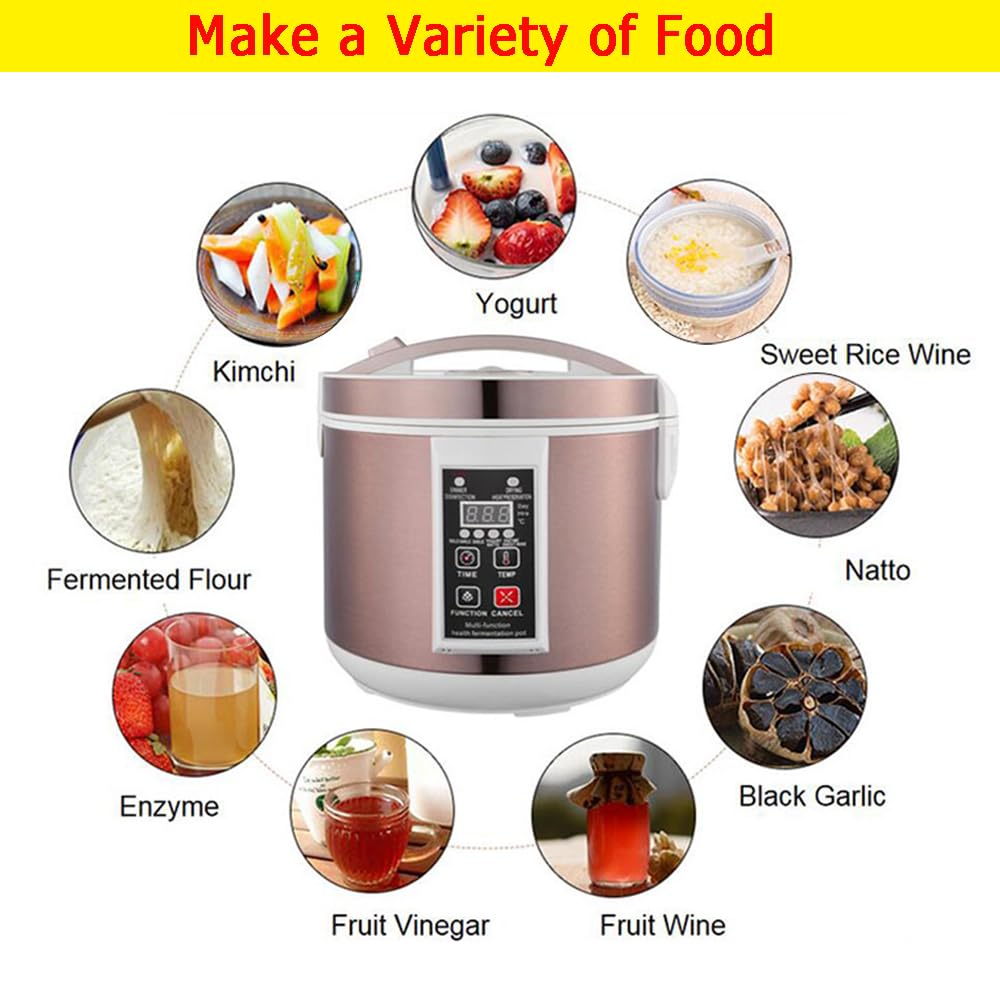 INTBUYING 6L Multi-Functional Fermentation Pot for Garlic, Yogurt, Natto, Fruit & Rice Wine - Electric 110V Health Food Maker - Perfect for Home Brewing, DIY Fermented Foods & Healthy Cooking