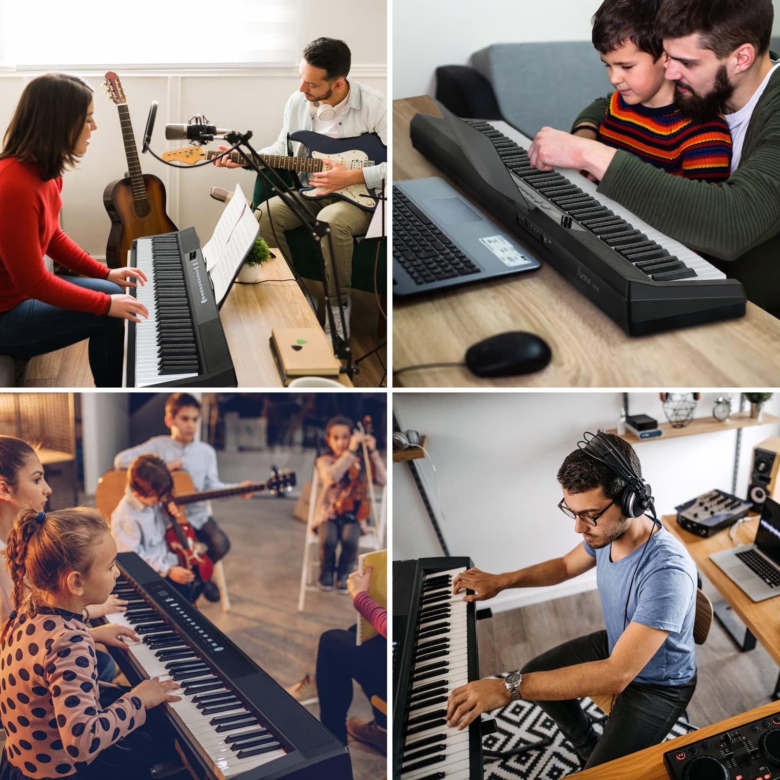 Asmuse 88-Key Digital Piano for Beginners - Semi-Weighted Keys, 128 Tones & Rhythms | Home & Studio Use