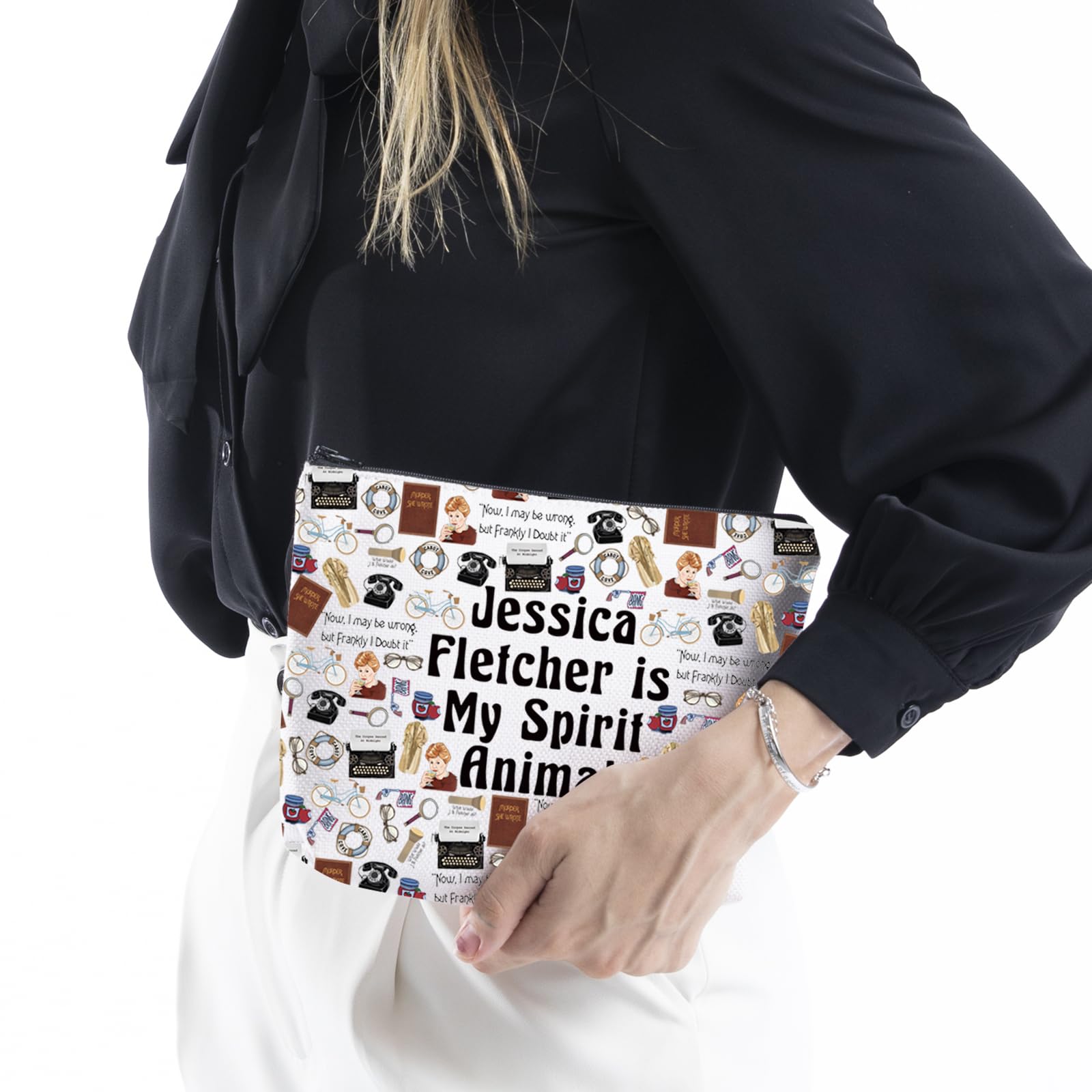 True Crime Makeup Bag - Jessica Fletcher Is My Spirit Animal Cosmetic Pouch | Murder Mystery Lover Gift for Women | Perfect for Travel, Gym & True Crime Fans