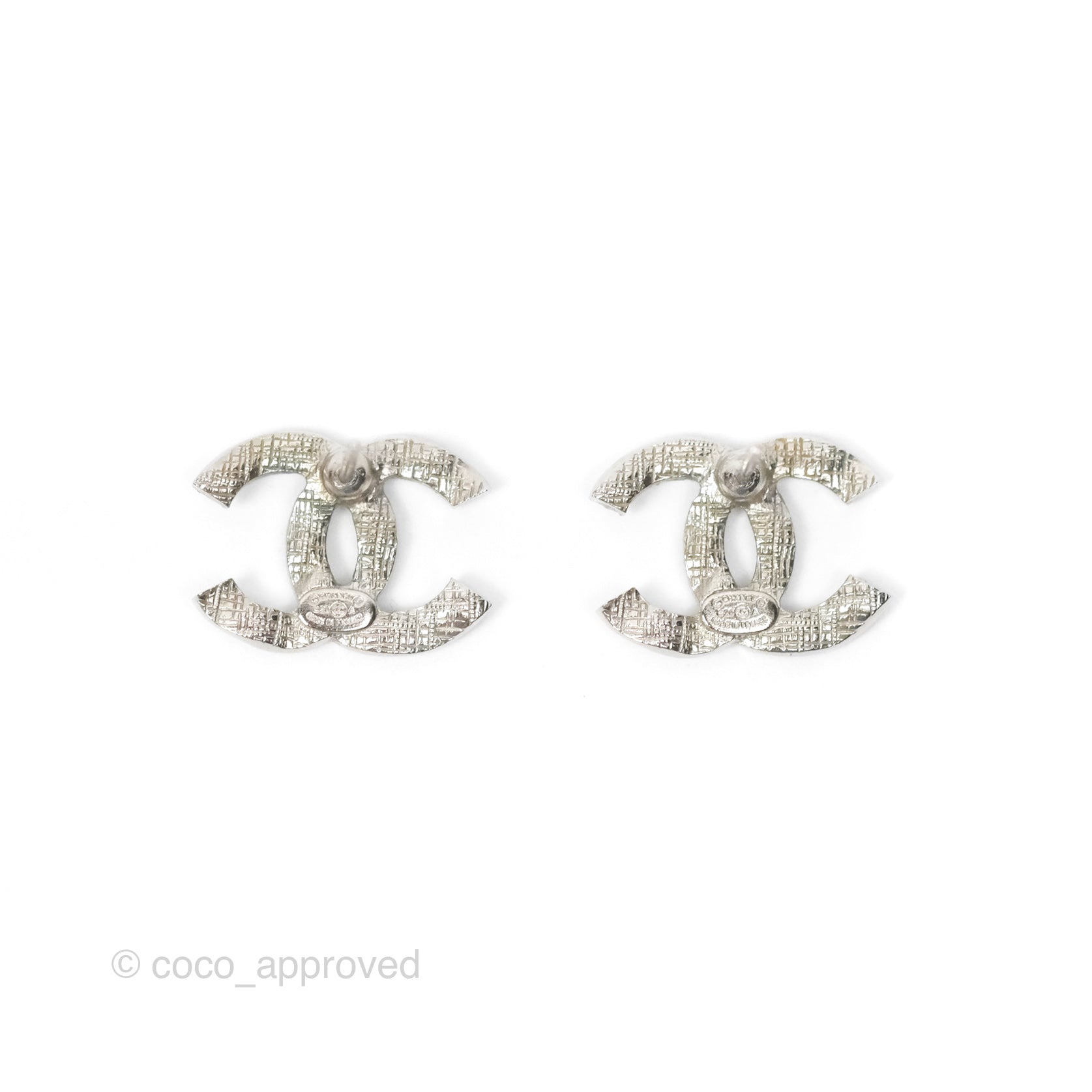 Chanel CC Crystal Earrings Silver Tone 20A - Elegant Luxury Jewelry for Women, Perfect for Parties, Weddings & Special Occasions