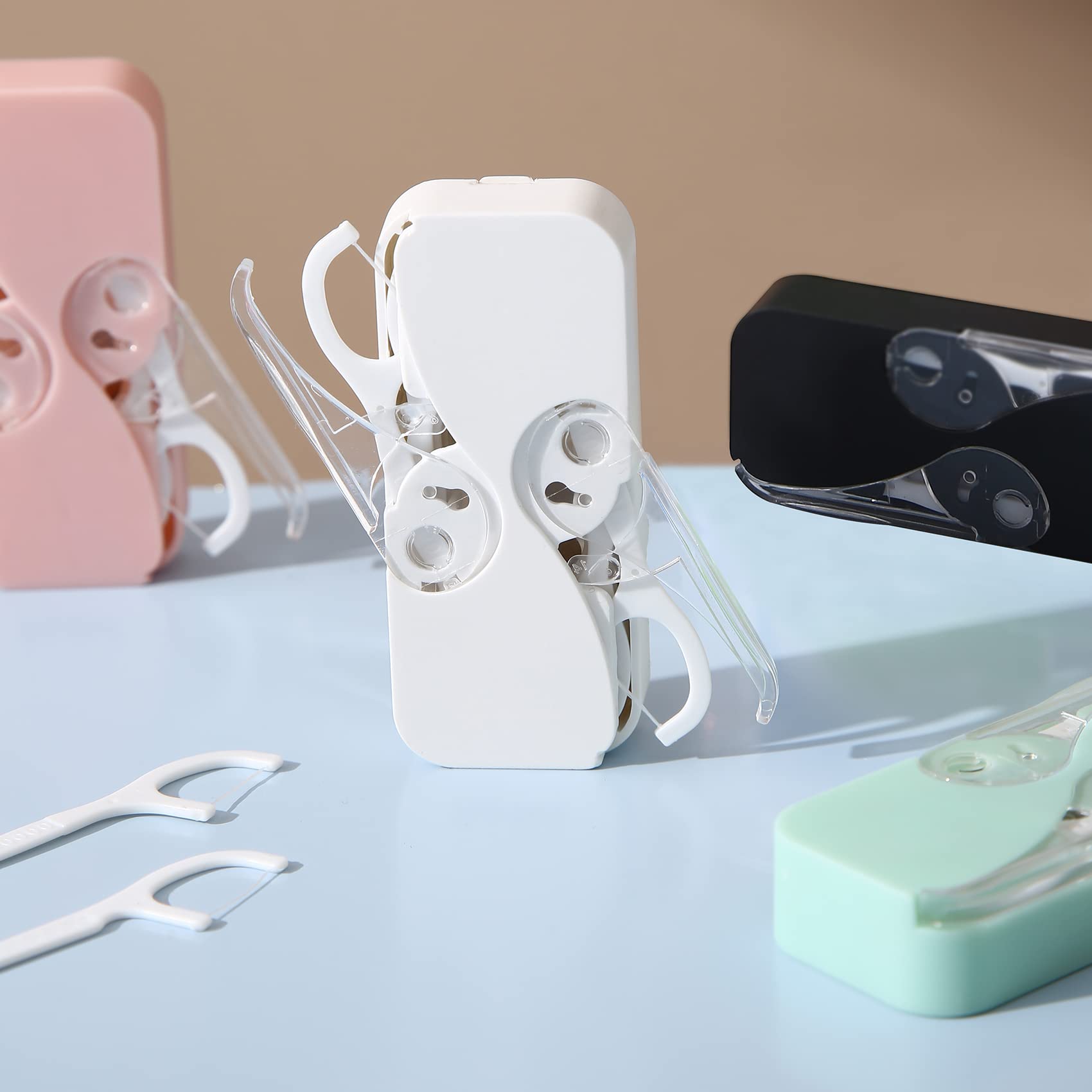 **Portable Automatic Dental Floss Dispenser Case - 200 PCS Floss Picks for Teeth Cleaning, Travel & On-the-Go Oral Care**