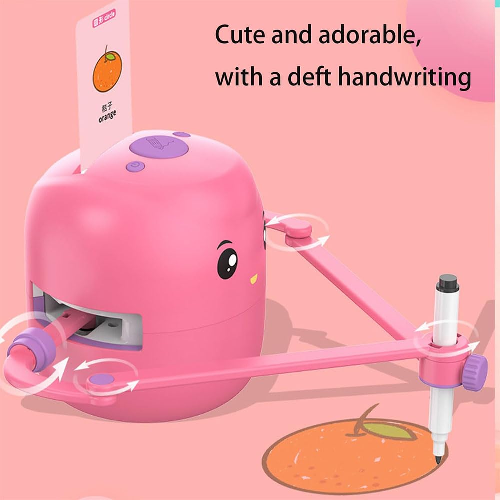 Smart Drawing Robot for Kids - Interactive Educational Toy with 100 Word Cards | STEM Learning, Creative Play & Early Childhood Development | Light Pink