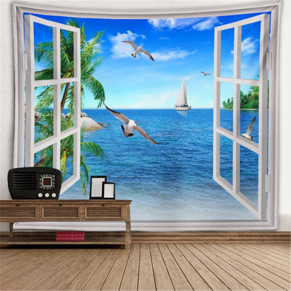 Tree Hole Stove Tapestry Wall Hanging - Nature Inspired Window View Mural for Home Decor | Perfect for Living Room, Bedroom & Dorm Background
