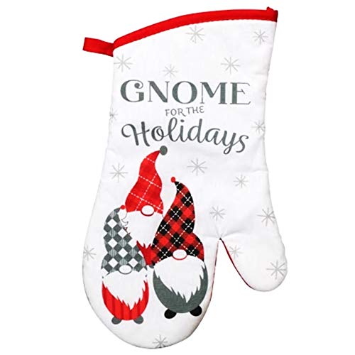 Festive Christmas Gnome Kitchen Set - 2 Printed Towels, 2 Pot Holders & 1 Oven Mitt - Adorable Holiday Decor for Home - Perfect Gift for Christmas & Housewarming - Ideal for Cooking, Baking & Kitchen Decorating
