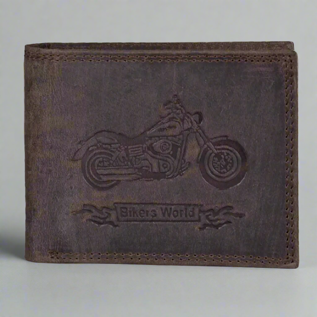 Viceroy Men's Genuine Leather Bike Embossed Wallet - Slim RFID Blocking Bifold Wallet for Cycling, Travel & Everyday Use