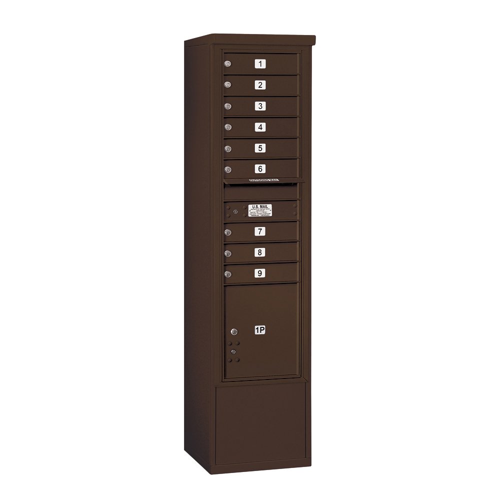 Salsbury Industries 3916S-09ZFU Free Standing Horizontal 4C Mailbox in Bronze - Perfect for Residential Homes, Office Buildings & Apartment Complexes