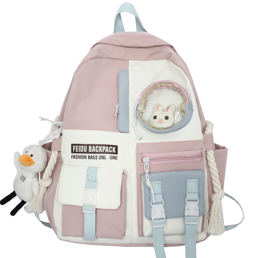 Stylish Waterproof Nylon Backpack for Women - Kawaii Harajuku Fashion School Bag, Cute College Student Bookbag for Girls | Perfect for School, Travel & Daily Use