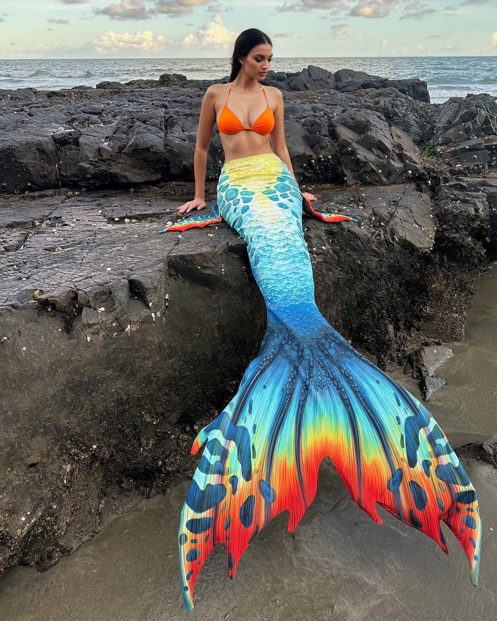 Mermaid Tail for Adults - No Monofin, Sublimation Printed Swim Tail for Women & Teens - Perfect for Pool Parties, Beach Vacations & Mermaid Photography