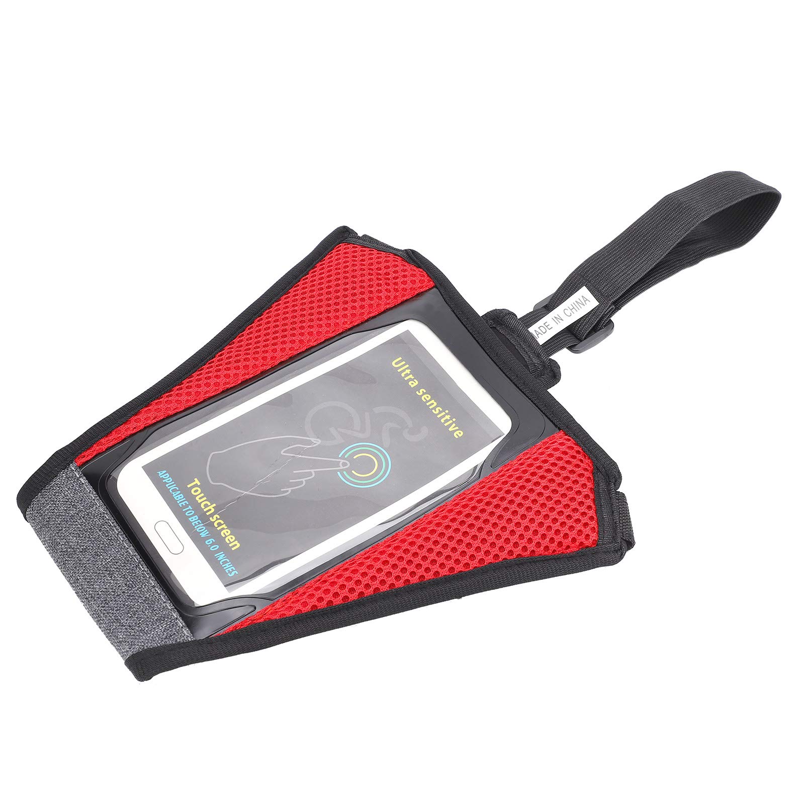 Waterproof Denim Bike Frame Sweat Guard with Phone Pouch - Black & Red - Indoor Cycling Sweat Absorber for Mountain & Road Bikes - Perfect for Training, Commuting & Fitness Rides