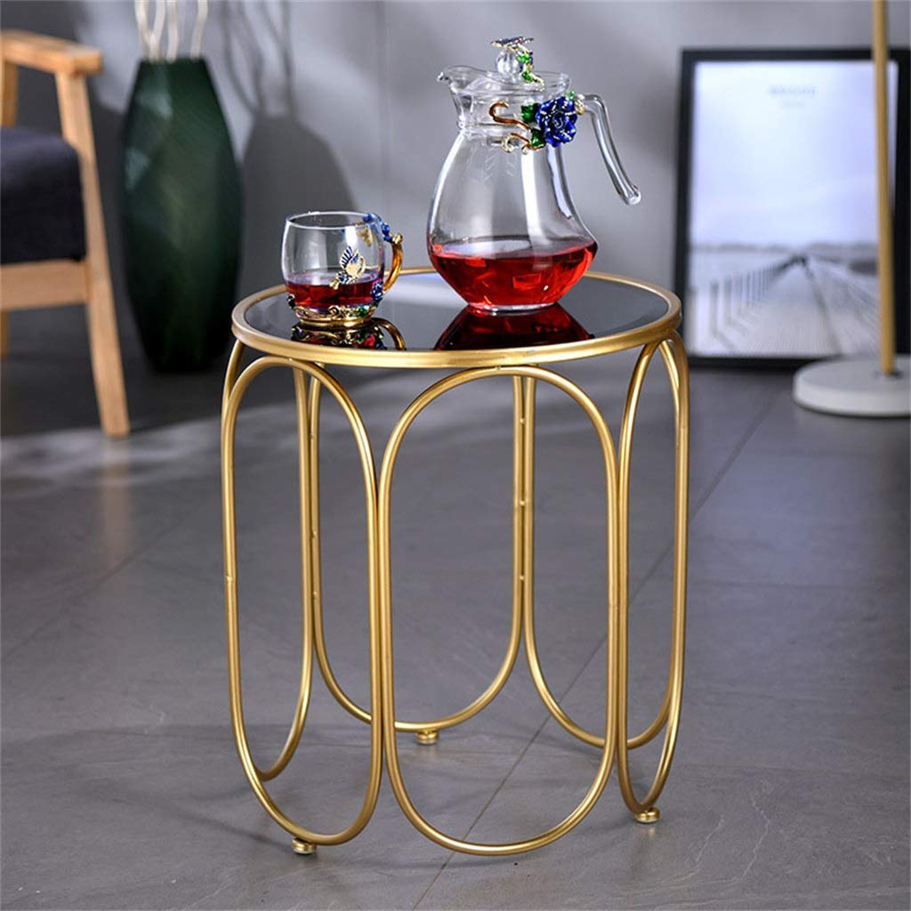 Modern Square Coffee Table with Glass Top & Gold Metal Frame - Rustproof Waterproof Side End Table for Living Room, Bedroom, Nightstand - Perfect for Snacks, Drinks, Books & Home Decor