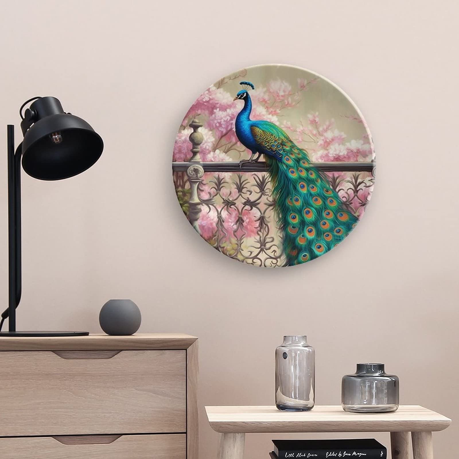Elegant Peacock Bone China Decorative Plate with Stand - Handcrafted Ceramic Wall Art for Home, Office & Club Decor | Perfect for Dining Room Display, Wedding Gift & Luxury Interior Design