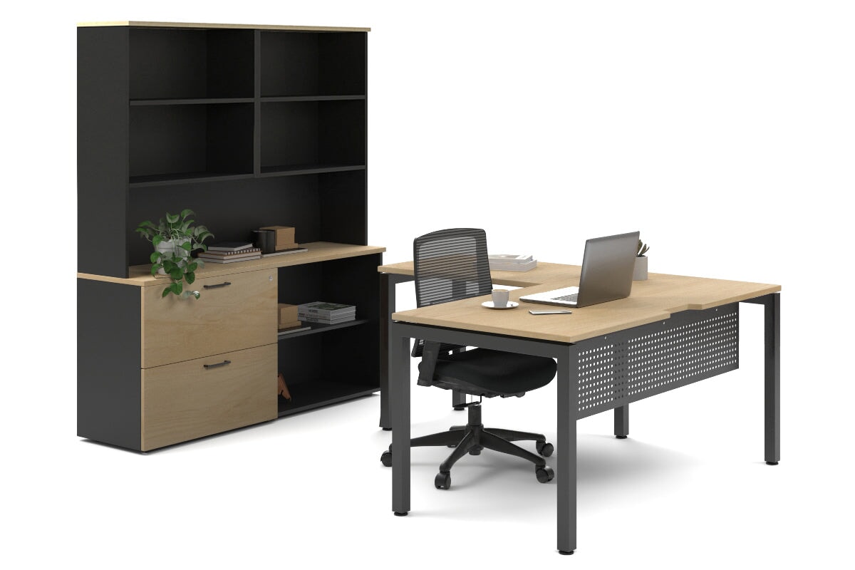 Quadro Square Legs L-Shaped Executive Office Desk with Black Legs [1800L x 1700W] - Perfect for Modern Workspaces, Home Offices & Conference Rooms
