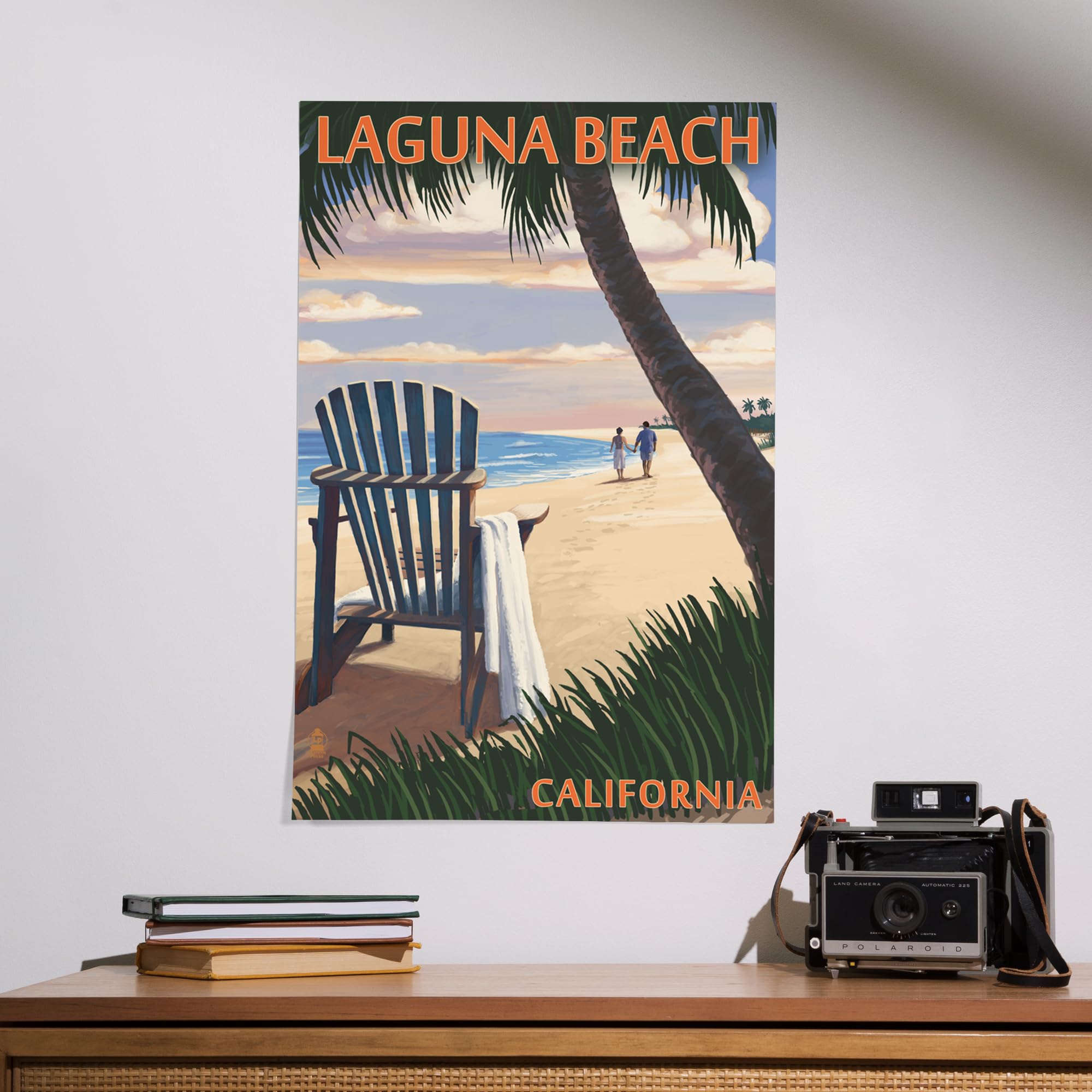 Lantern Press 16x24 Inch Giclee Art Print - Laguna Beach California Sunset with Adirondack Chairs Wall Decor | Coastal Home Decor, Living Room Art, Beach House Wall Art