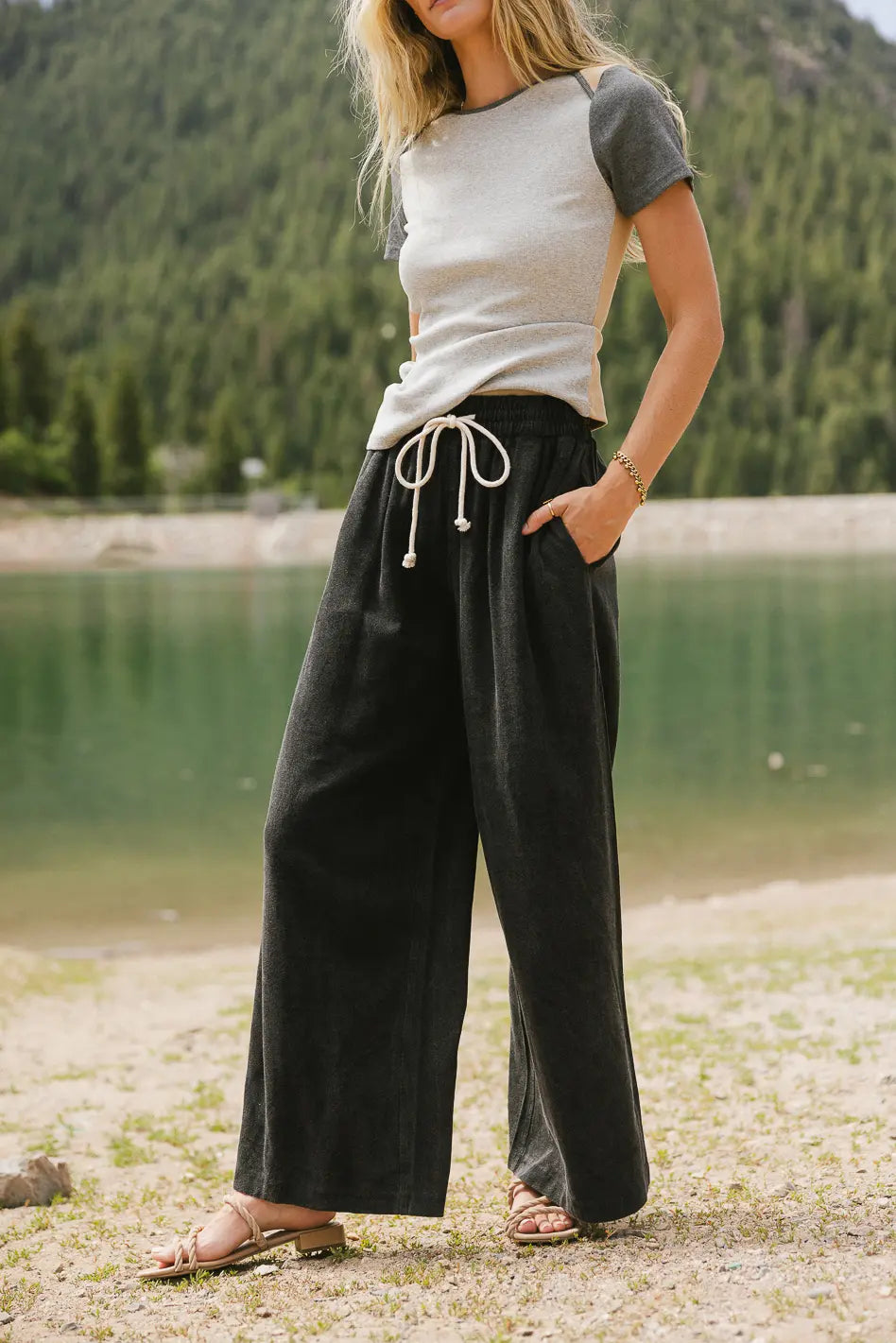 Nico Wide Leg Pants for Women - Black High Waist Flowy Trousers | Comfortable & Stylish Lounge Pants for Casual Wear, Office, Travel & Yoga