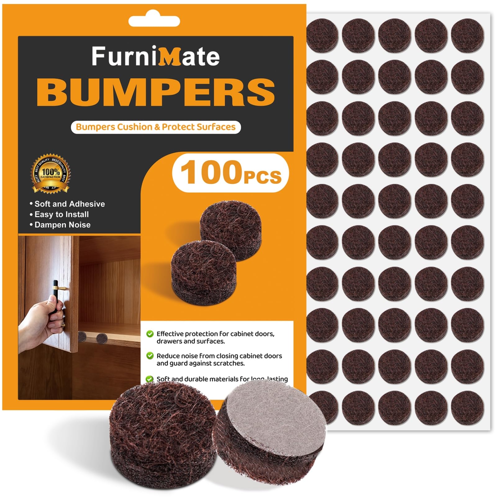 Brown Self-Adhesive Felt Pads 3/8