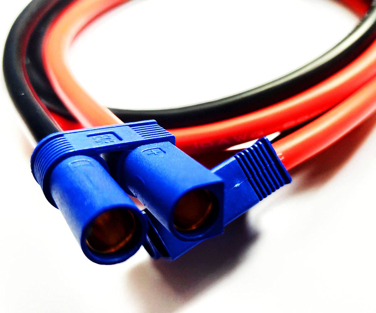 WST EC5 Male to Female Connector RC Extension Cable (10AWG Silicone Wire 15CM/0.5FT) - Battery Charger Adapter for RC Cars, Drones & Hobby Vehicles - Perfect for Remote Control Battery Charging & Power Supply