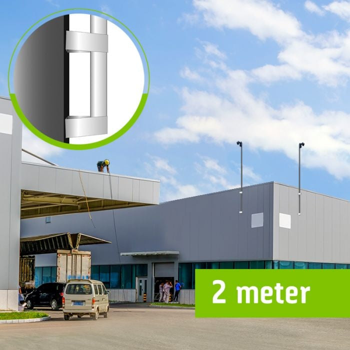Sturdy 2-Meter Camera Mast with 90mm Diameter & Stainless Steel Wall Brackets - Perfect for Outdoor Security Cameras and Surveillance Systems