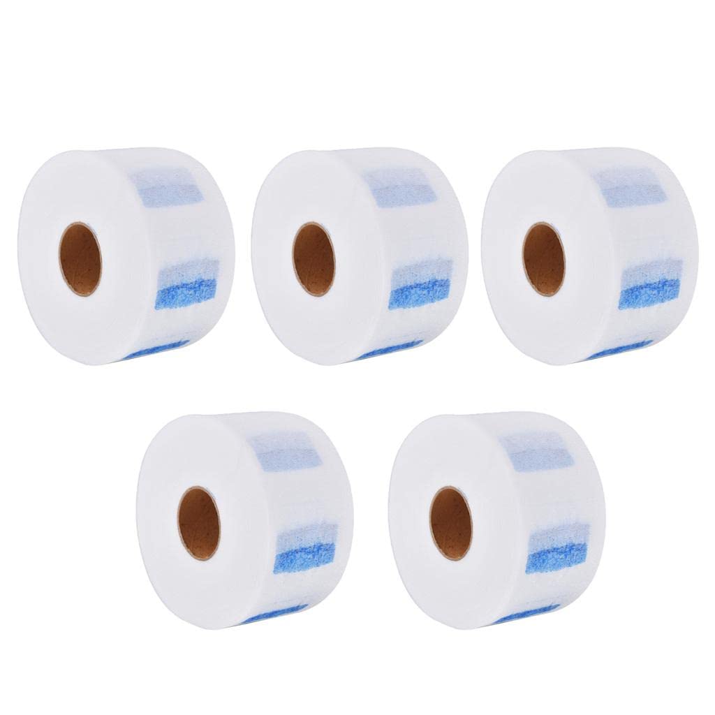 VMS INDIA 5 Rolls Disposable Neck Ruffle Paper Strip Tissues for Salon, Barber, Spa & Beauty Services - Hygienic Haircut & Grooming Protection Accessories