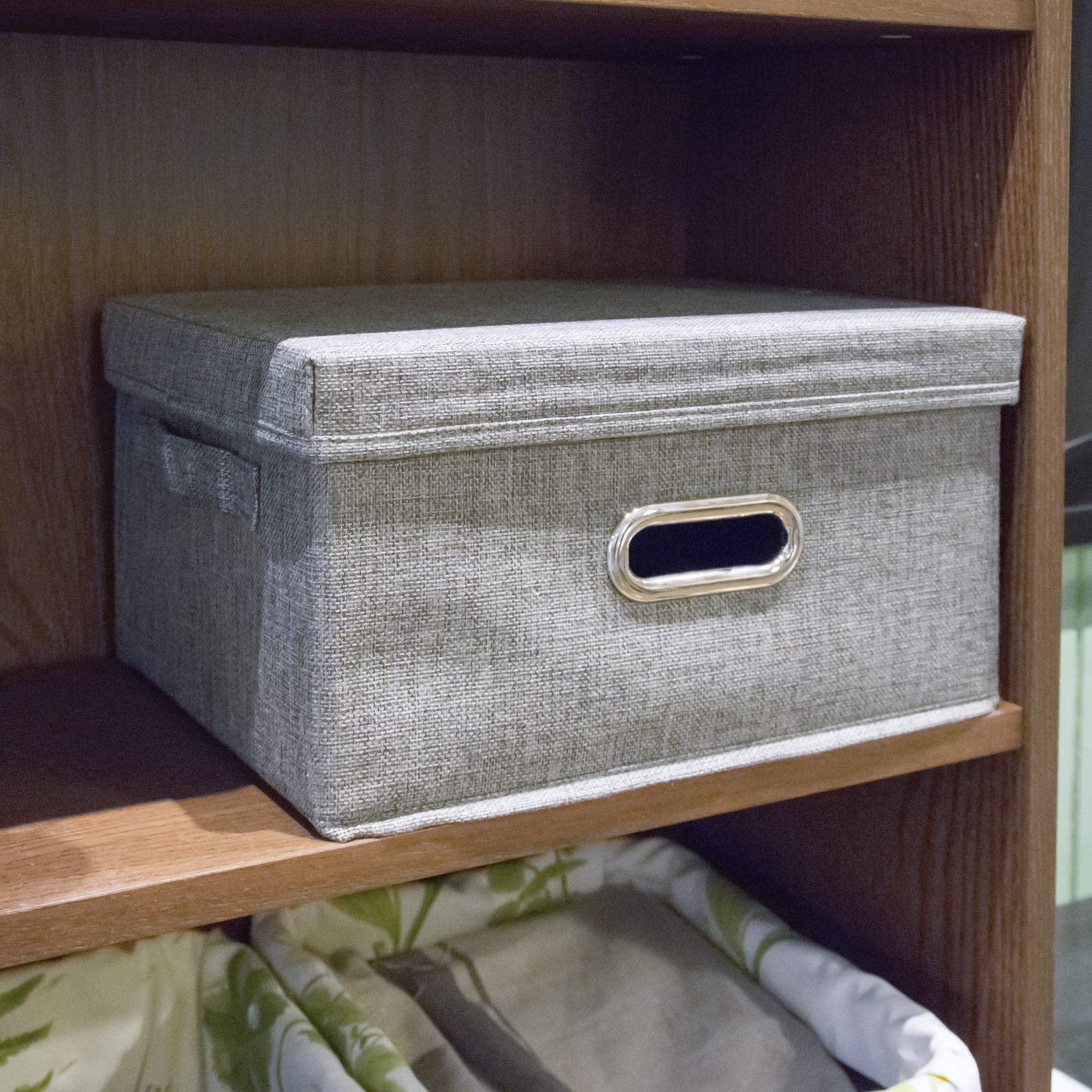 Gray Fabric Storage Bin with Removable Lid - 13