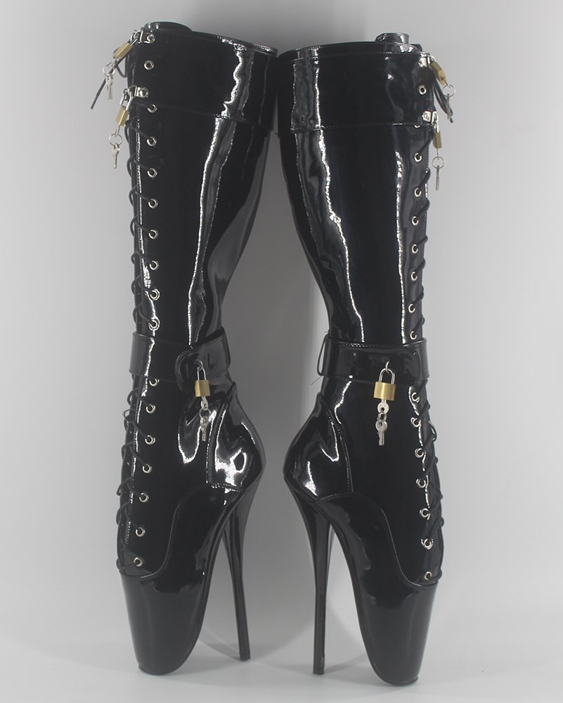 Women's Ballet Boots with Padlock - Stylish Punk Gothic Ankle Boots for Cosplay, Fetish & Fashion Outfits