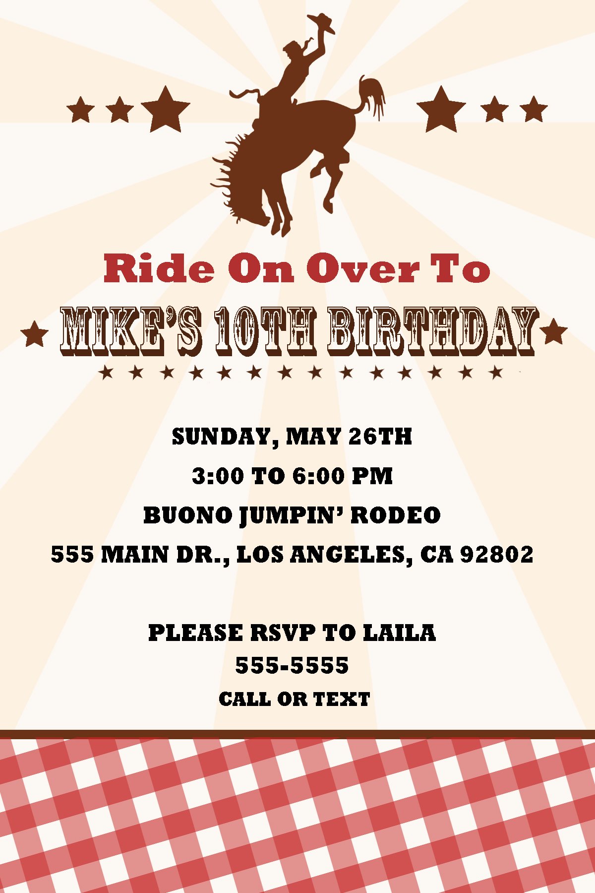 30 Red Gingham Star Cowboy Cowgirl Rodeo Western Birthday Party Invitations with Envelopes - Personalized Western Theme Cards for Kids & Adults - Perfect for Cowboy Parties, Rodeo Events & Western Celebrations