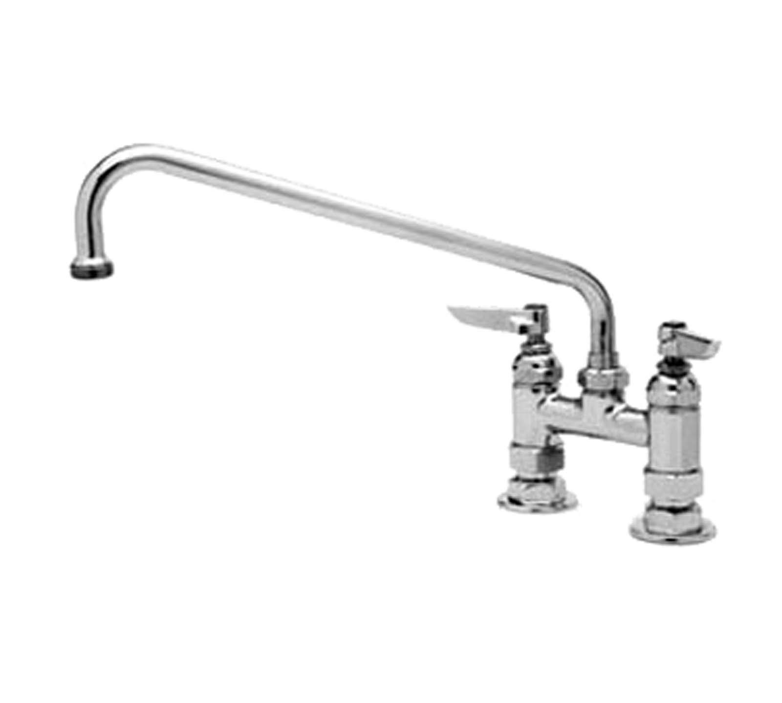 T&S Brass B-0225 Chrome Deck Mount Double Pantry Faucet with 4