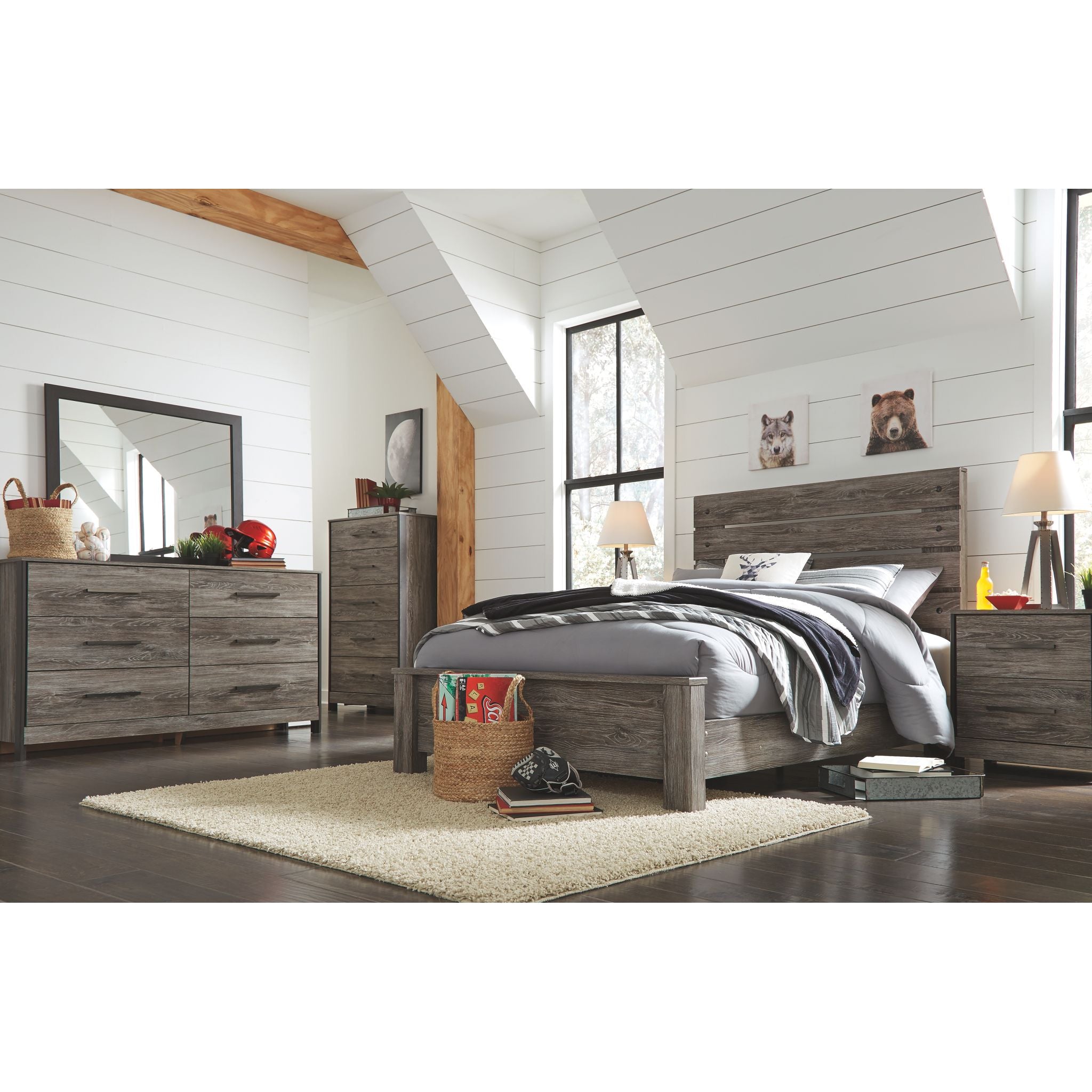 Ashley Cazenfeld 3-Piece Queen Bedroom Set - Modern Platform Bed Frame with Nightstands | Perfect for Master Bedroom, Guest Room & Apartment Decor