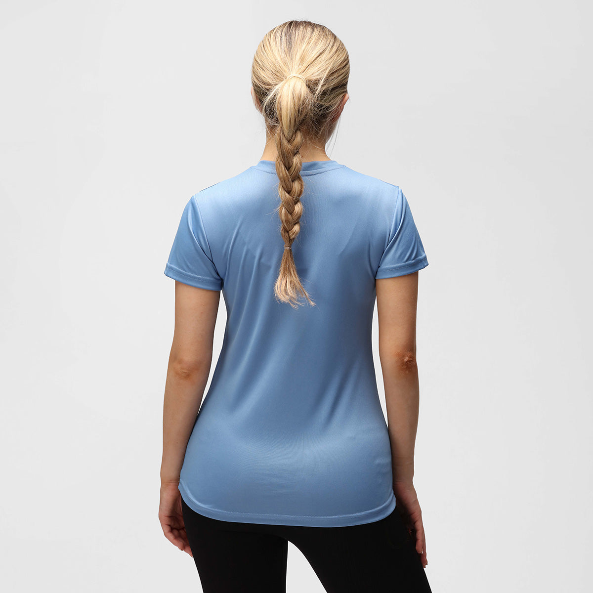 Premium Cornflower Blue Diamond Pattern Women's Technical T-Shirt - Moisture-Wicking & Breathable for Workouts, Yoga & Outdoor Activities
