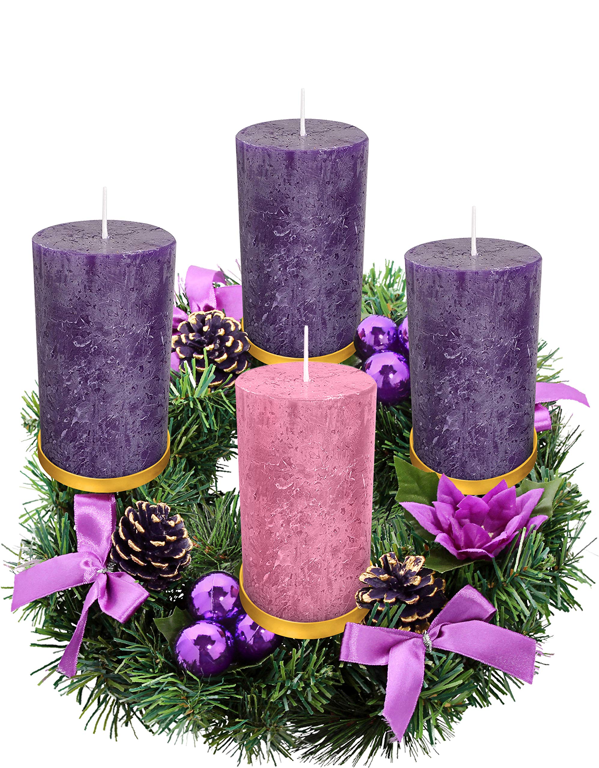 Premium Advent Candle Set of 4 - Handmade Rustic Pillar Candles for Christmas - USA Made Unscented Church & Home Decor - Perfect for Advent Wreaths, Rings, Candle Holders - Ideal for Holiday Tablescapes, Church Altars & Festive Home Decorations