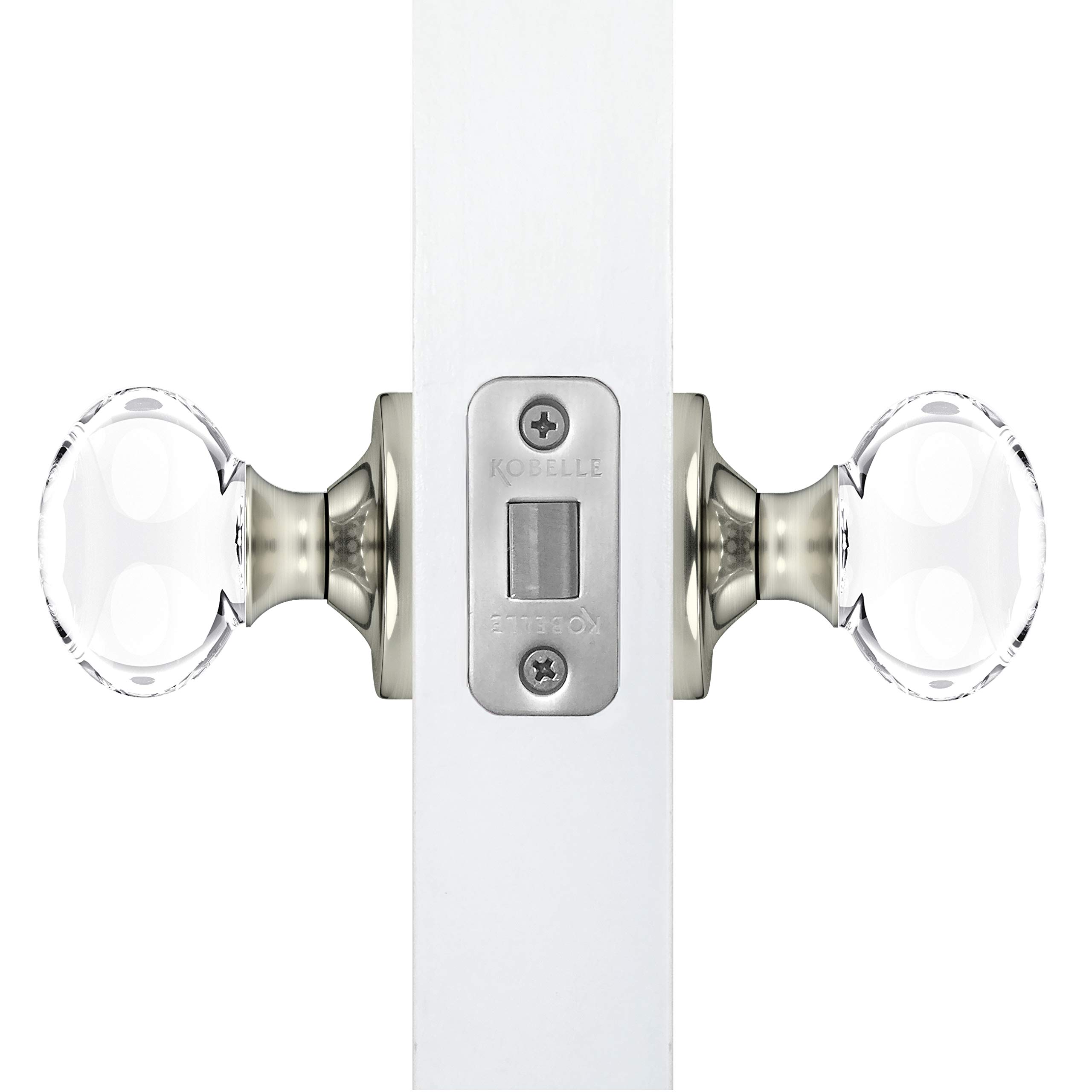 (10 Pack) Satin Nickel Oval Egg Crystal Door Knobs with Round Rosettes - Elegant Cabinet & Drawer Pulls for Bedroom, Bathroom, Closet Furniture Hardware