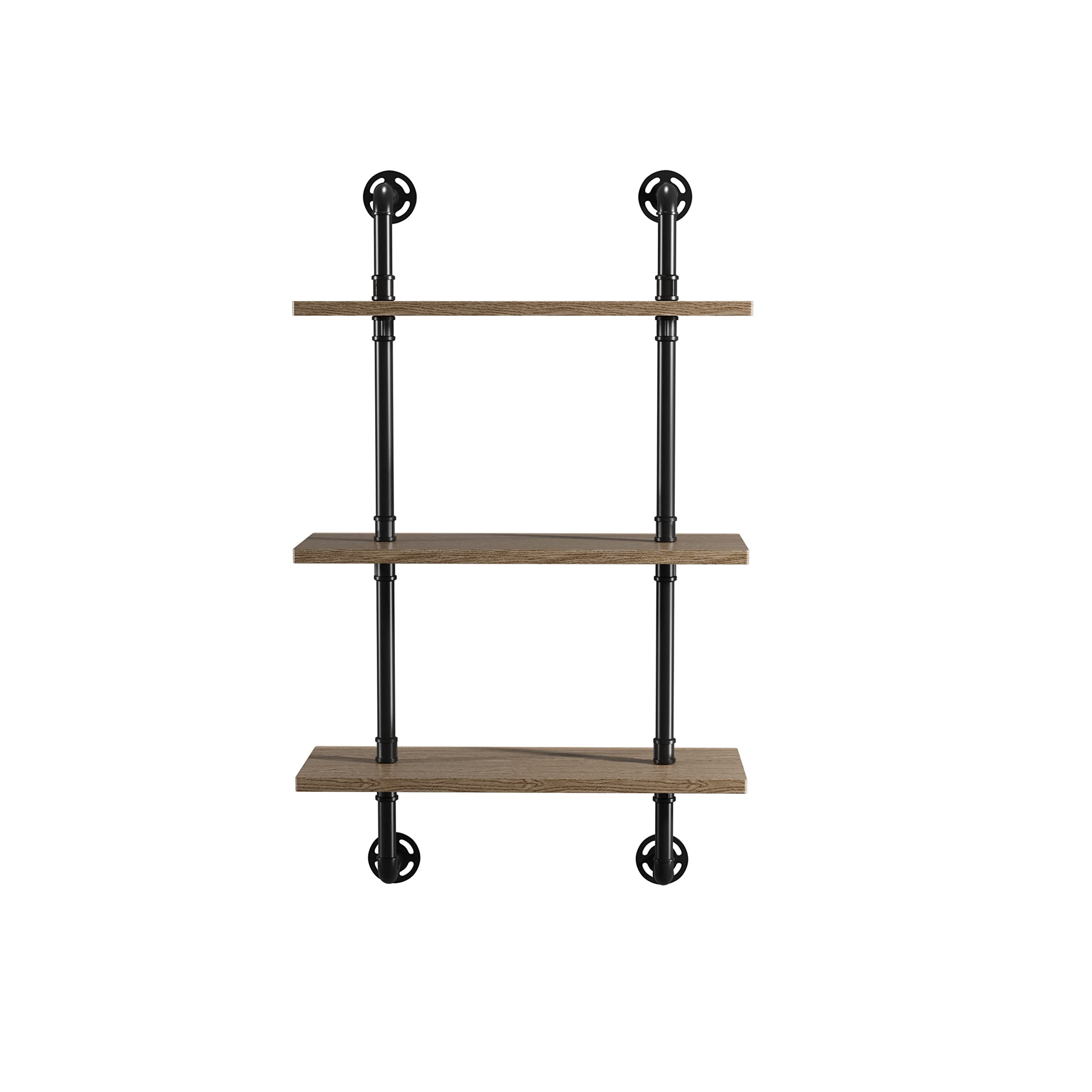 PayLessHere 24-Inch Industrial Pipe Floating Bookshelf - Metal Wall-Mounted Storage Shelf with Wood Towel Racks | 3-Tier Hanging Shelf for Bathroom, Bedroom & Living Room | Space-Saving Home Organization Solution