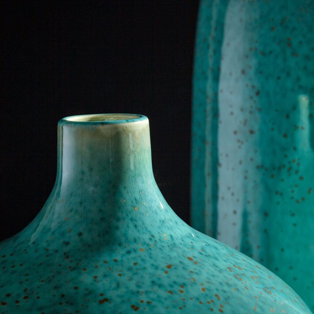 Cyan Design 10805 Native Gloss Vase - Turquoise Glaze Ceramic Vase for Home Decor, Medium Size, Perfect for Centerpieces, Wedding Decor & Living Room Accents
