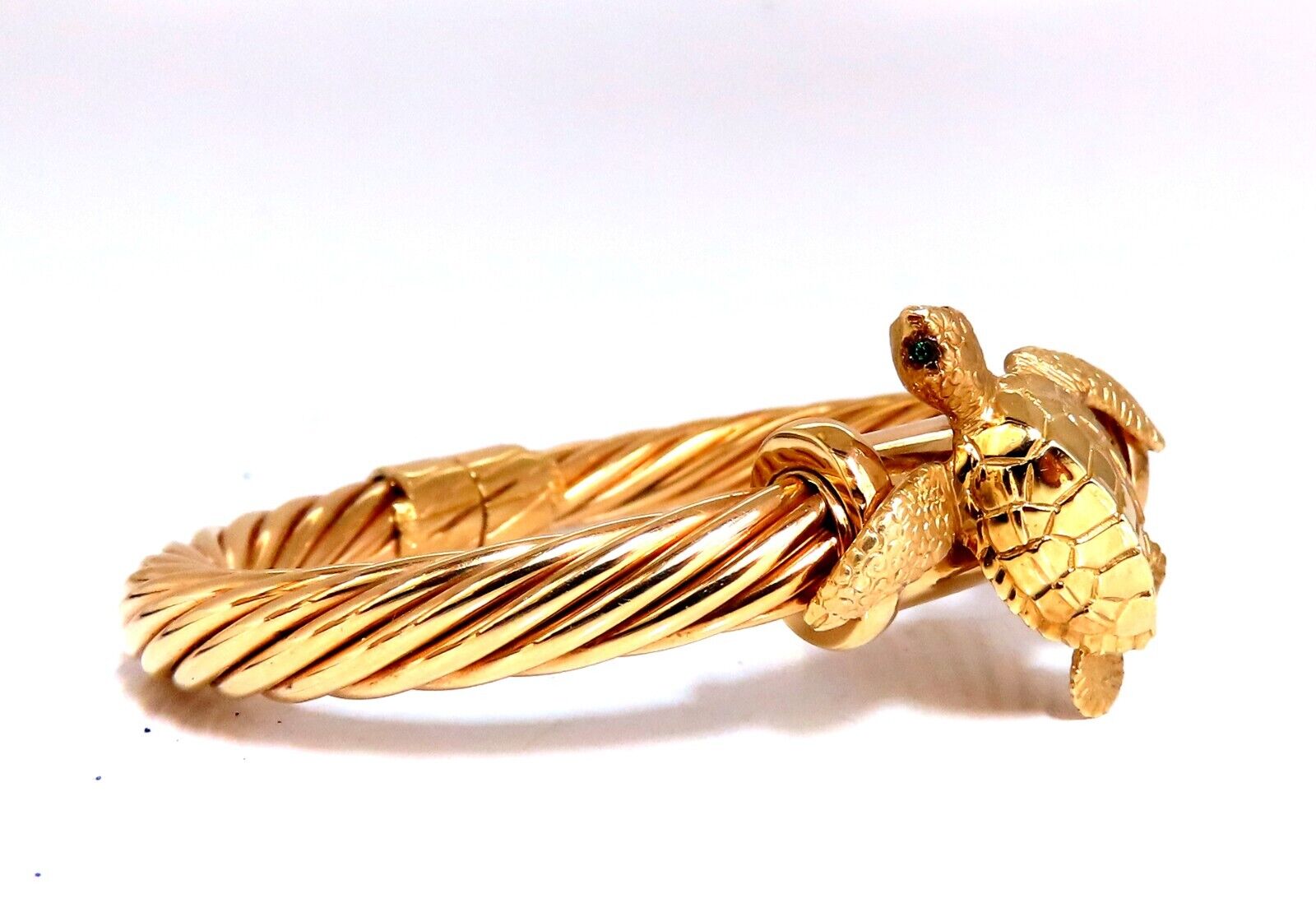14kt Gold Turtle Candy Cane Twist Bangle Bracelet - Elegant Jewelry Gift for Women, Perfect for Christmas, Birthdays & Everyday Wear